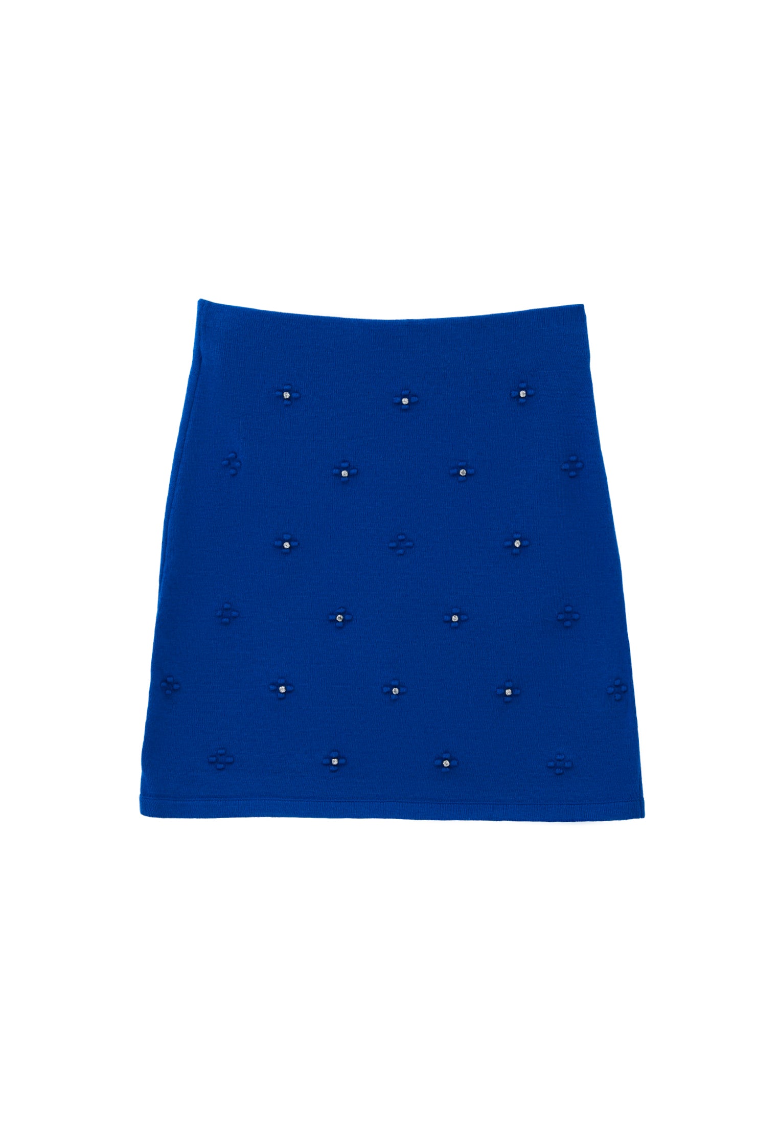 Short Slim Skirt With Stone Details - LAPIS BLUE