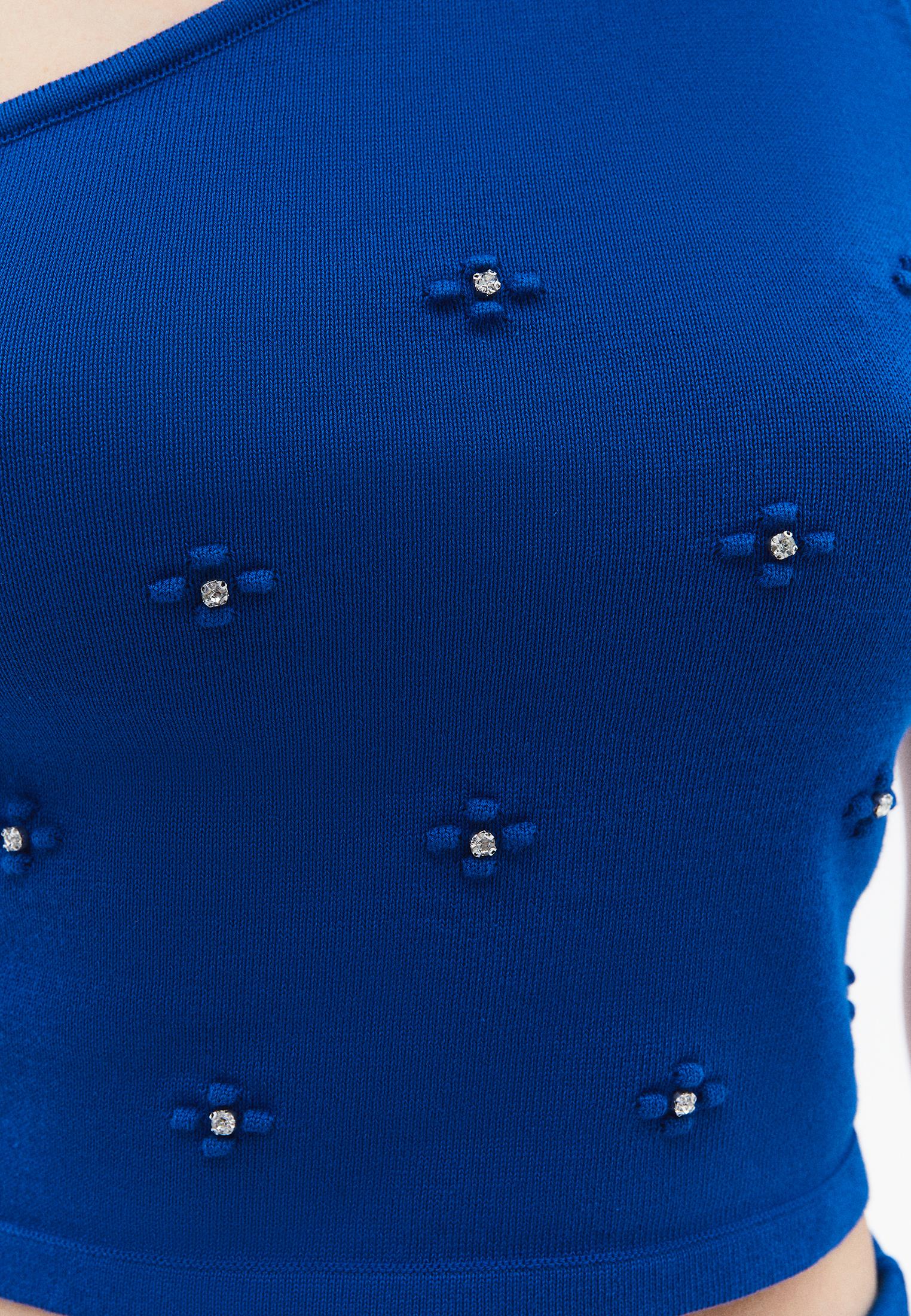 Asymmetric Neckline Stone Detailed Tank Top - LAPIS BLUE