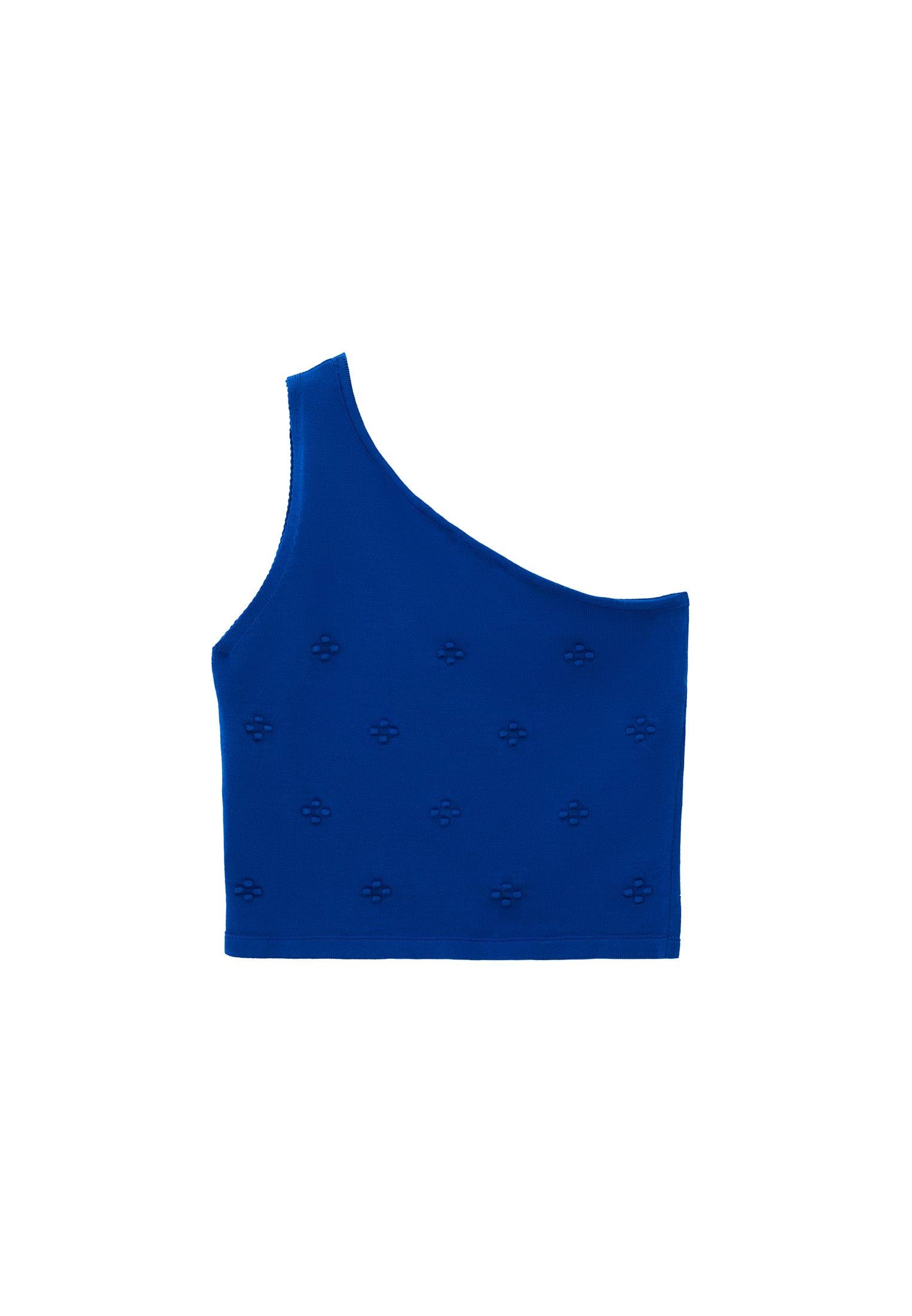 Asymmetric Neckline Stone Detailed Tank Top - LAPIS BLUE