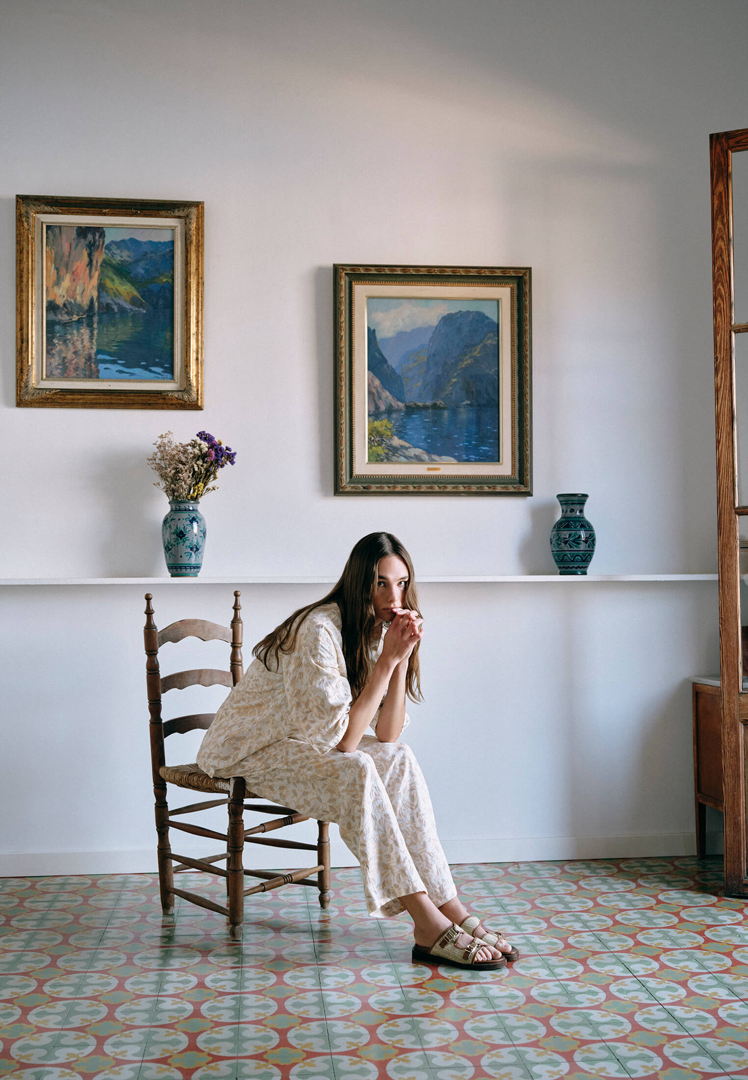 Straight Leg Ultra High Waist Pants - LEAF COMB