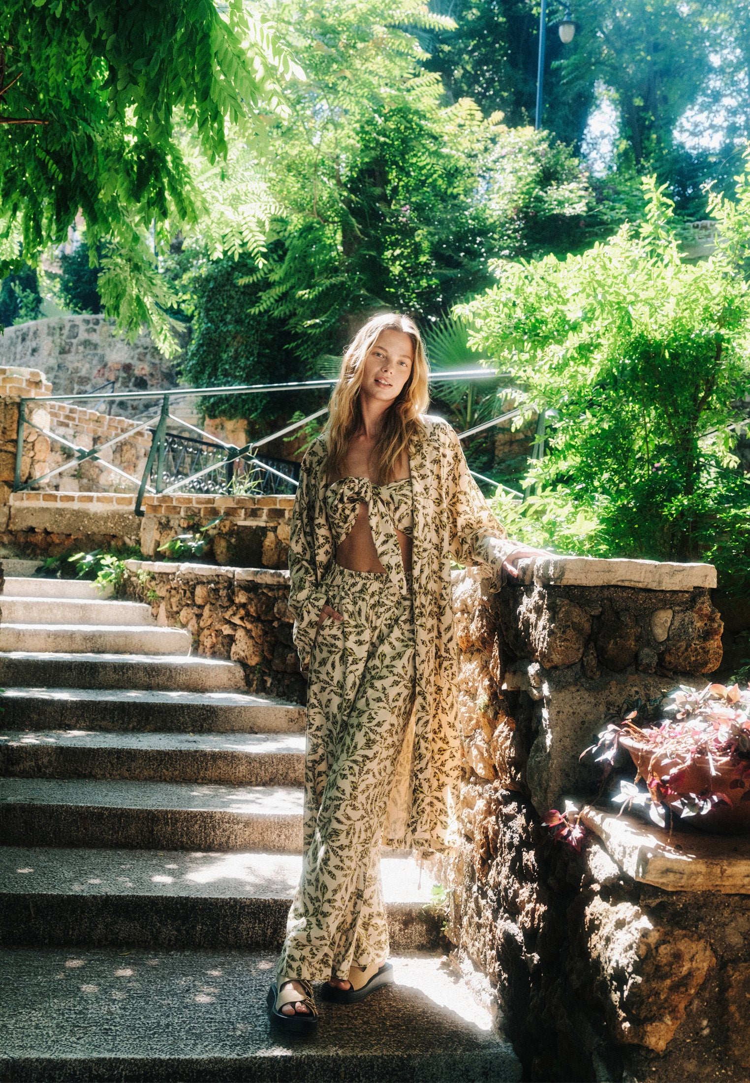 Belted jacket - LEAF COMB