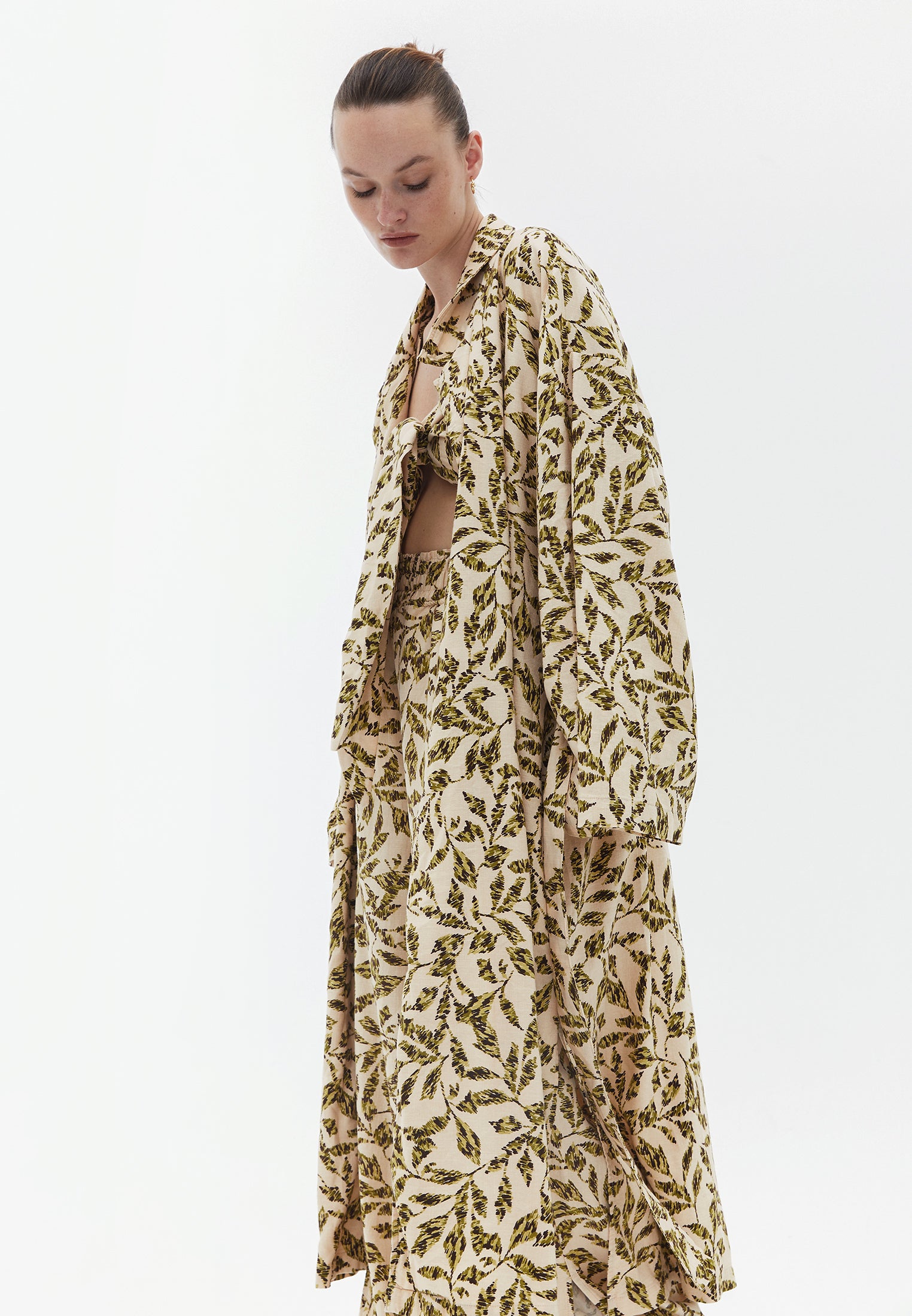 Belted jacket - LEAF COMB