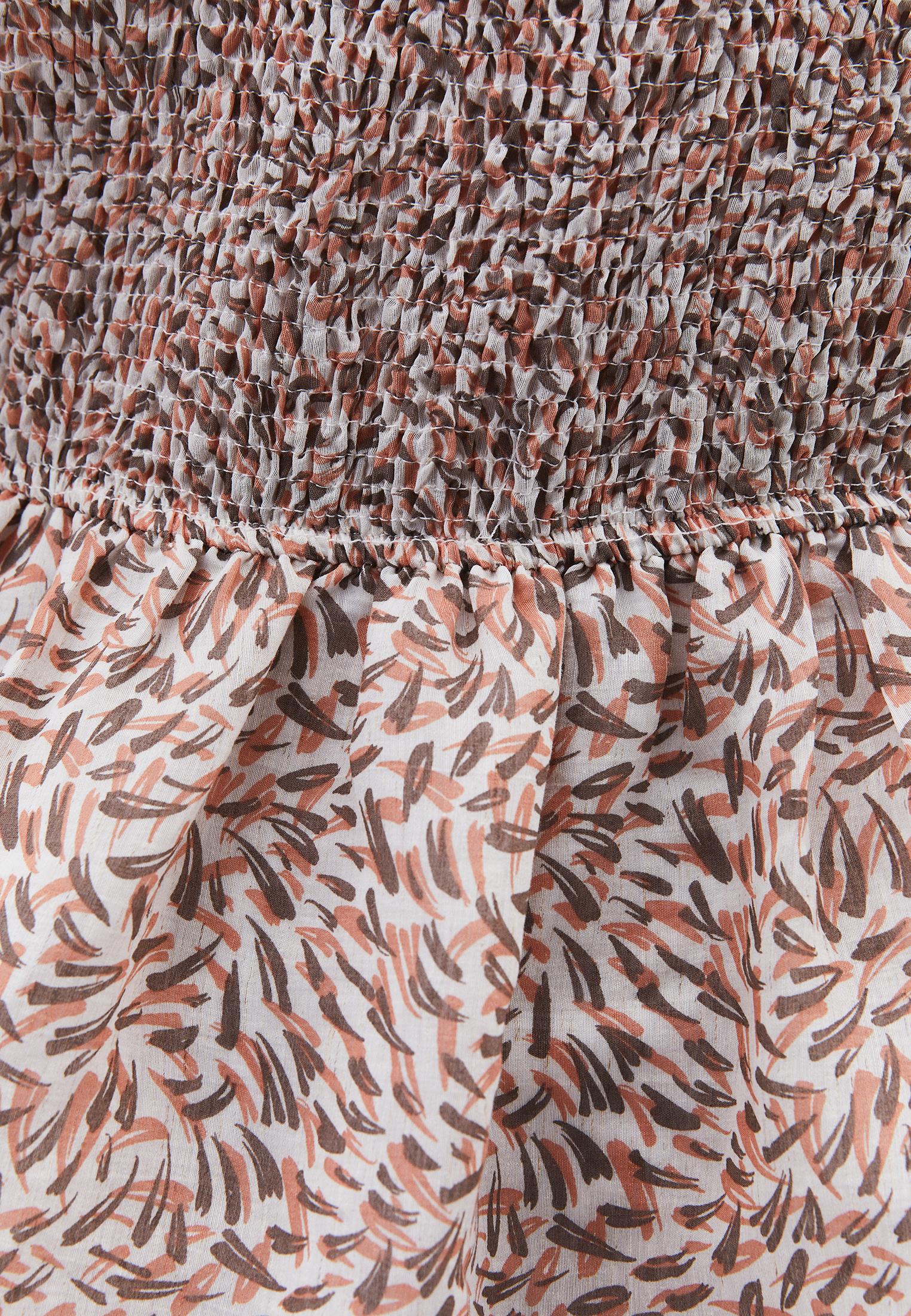 Long Dress With Wide Neck And Smocked Detail - LEAVES COMB