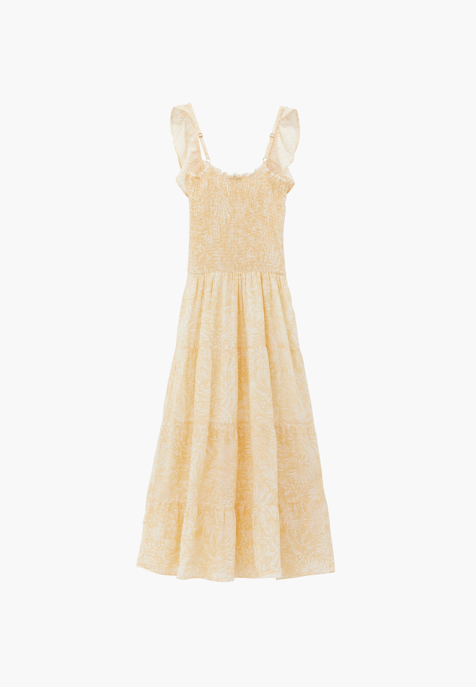Long Dress With Butterfly Sleeves And Square Neckline - LEAVES COMB