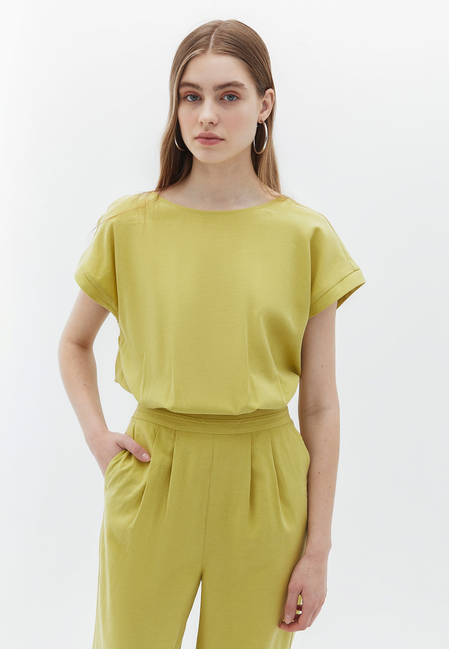 BELTED JUMPSUIT - LEEK GREEN