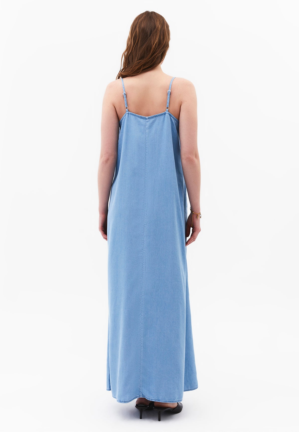 Midi Strappy A-Line Dress - LIGHT BLUE DENIM
