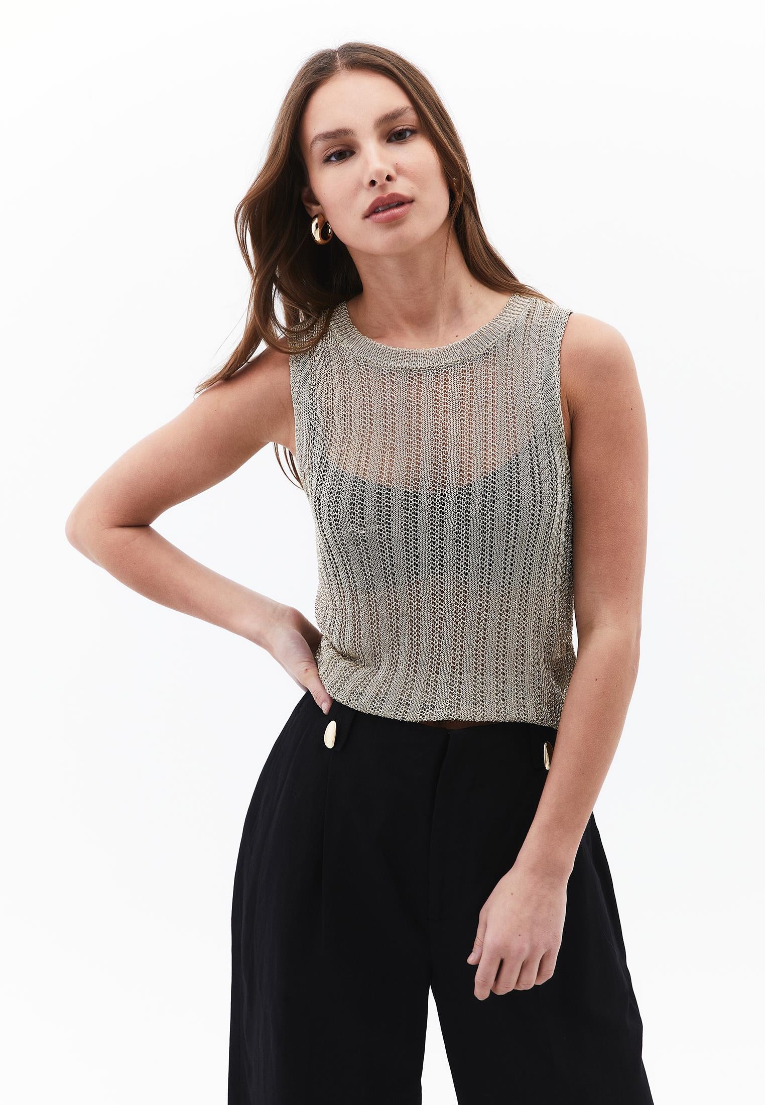 Standard Crew Neck Relaxed Tank Top - LIGHT GOLD