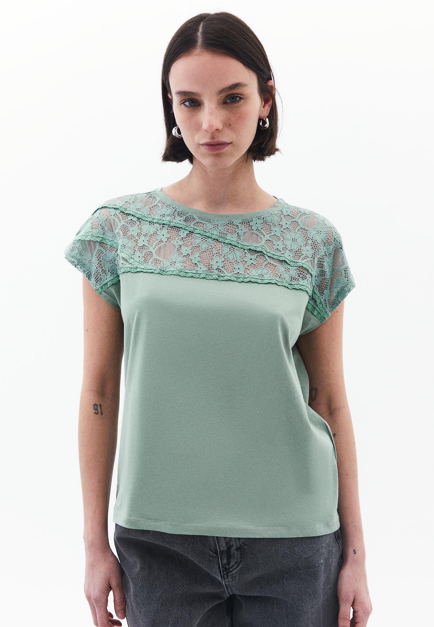 Oversize Boat Neck Short Sleeve T-Shirt - LILY PAD