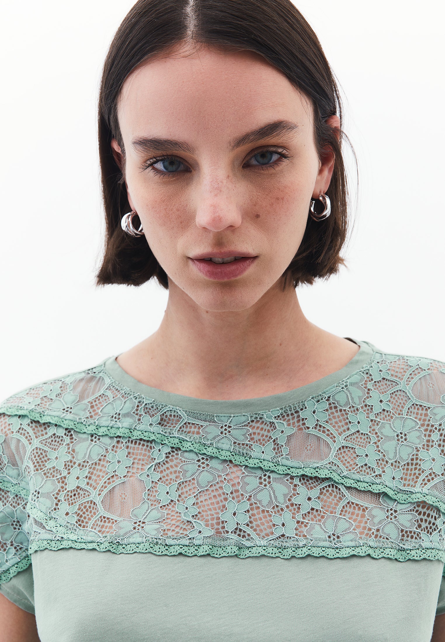 Oversize Boat Neck Short Sleeve T-Shirt - LILY PAD