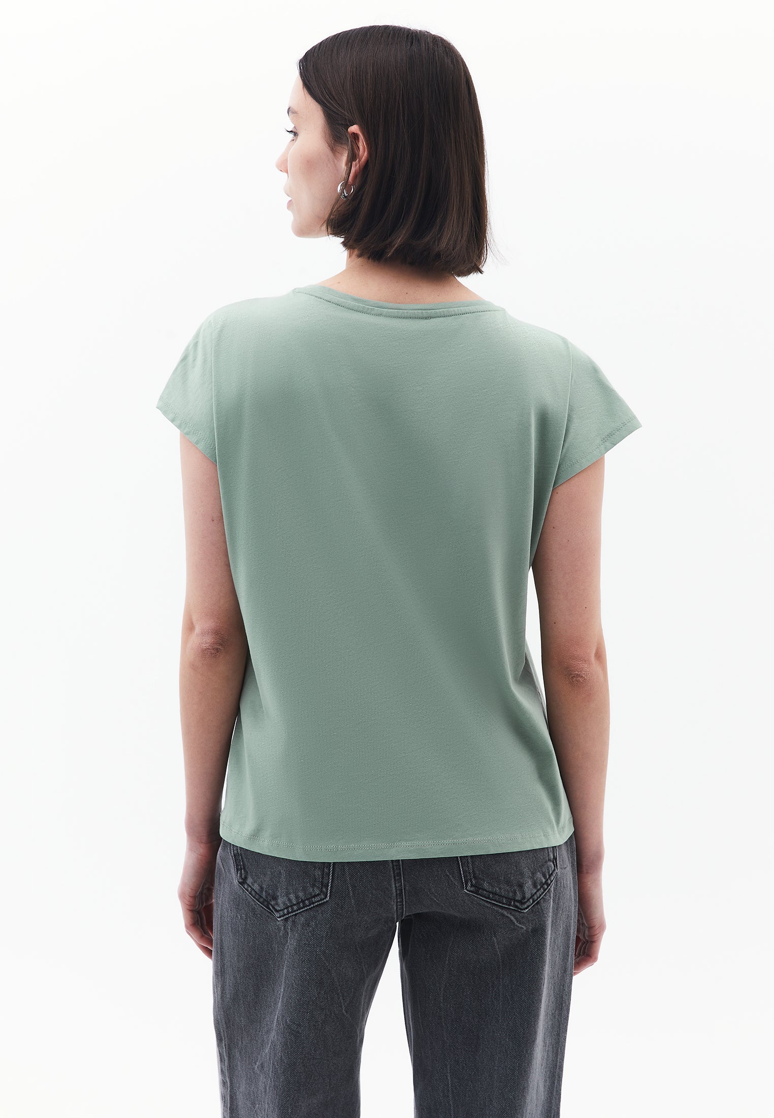 Oversize Boat Neck Short Sleeve T-Shirt - LILY PAD