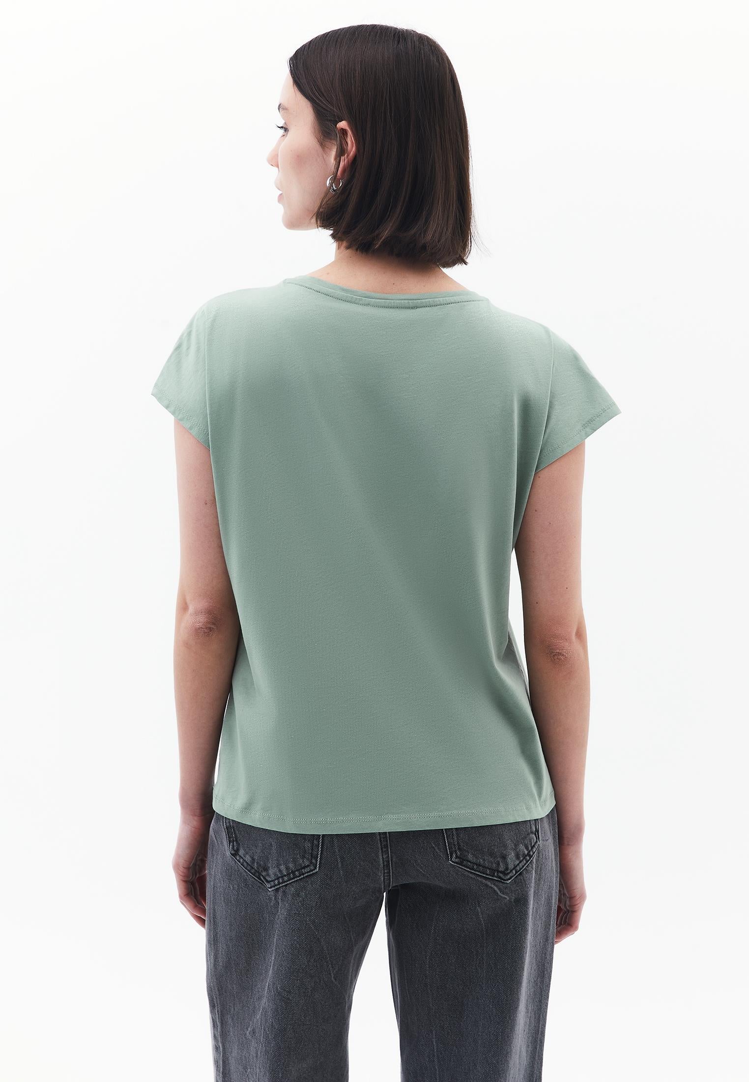 Oversize Boat Neck Short Sleeve T-Shirt - LILY PAD