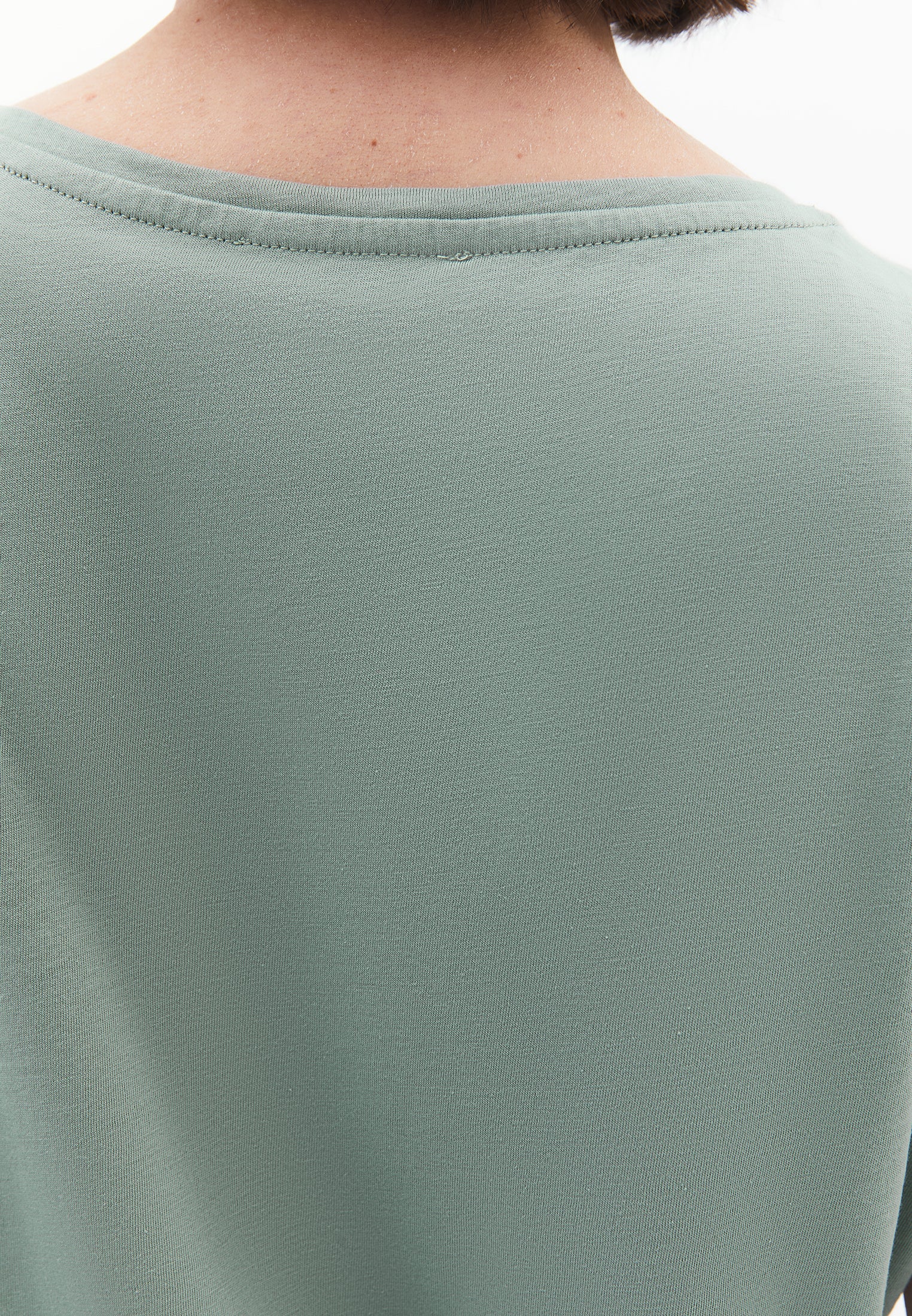 Oversize Boat Neck Short Sleeve T-Shirt - LILY PAD