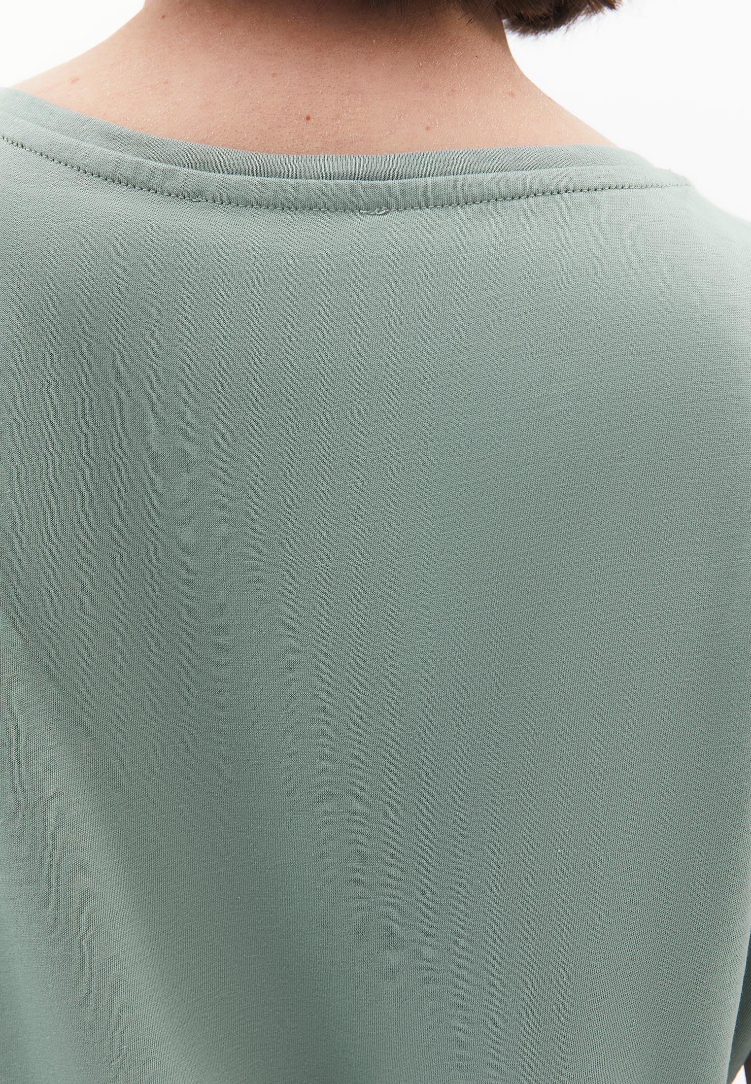 Oversize Boat Neck Short Sleeve T-Shirt - LILY PAD