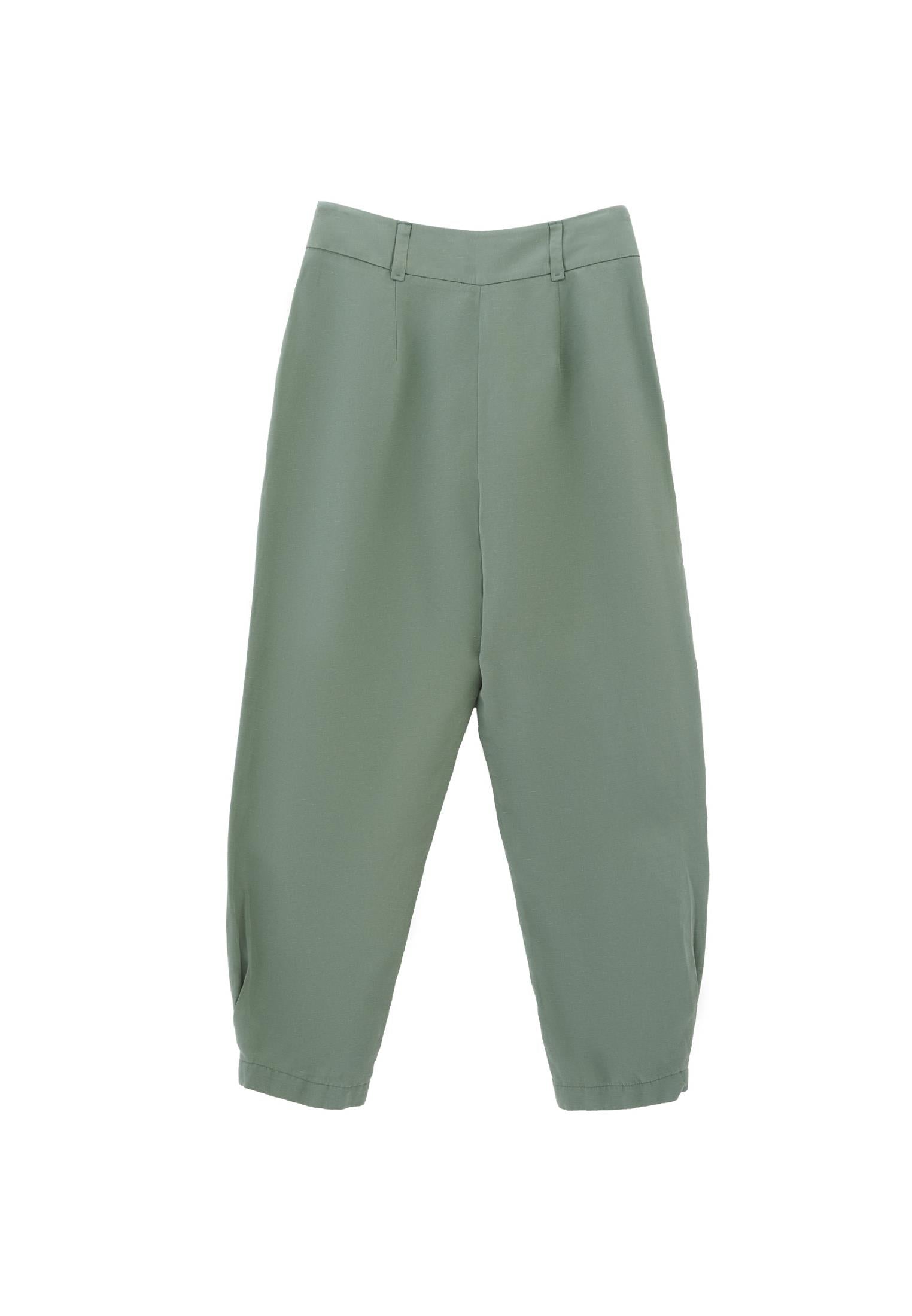 Balloon Form Trousers With Button Details - LILY PAD