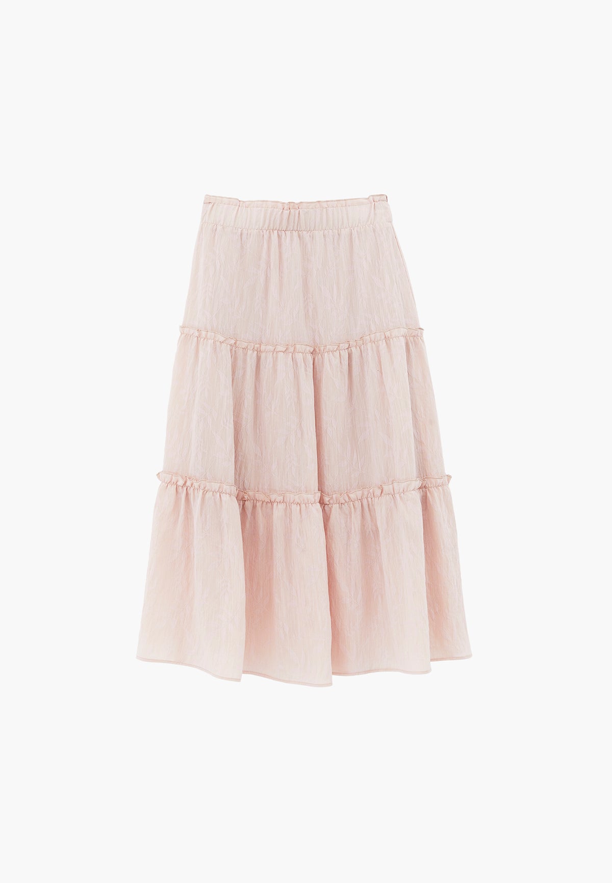 Long A-Line Skirt With Ruffle Details - LINEN