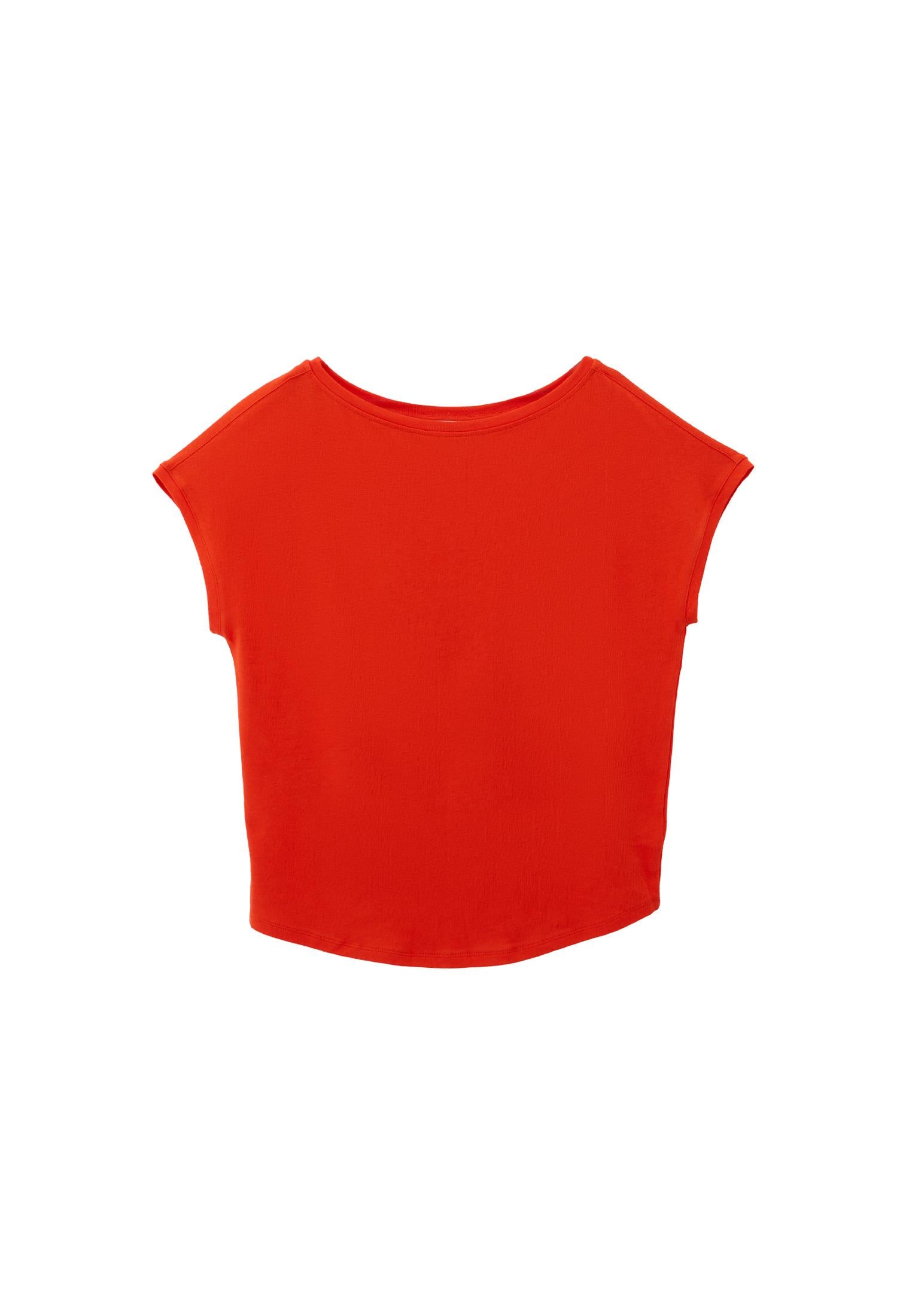Boat Neck Sleeveless T-Shirt - MANDARIN RED
