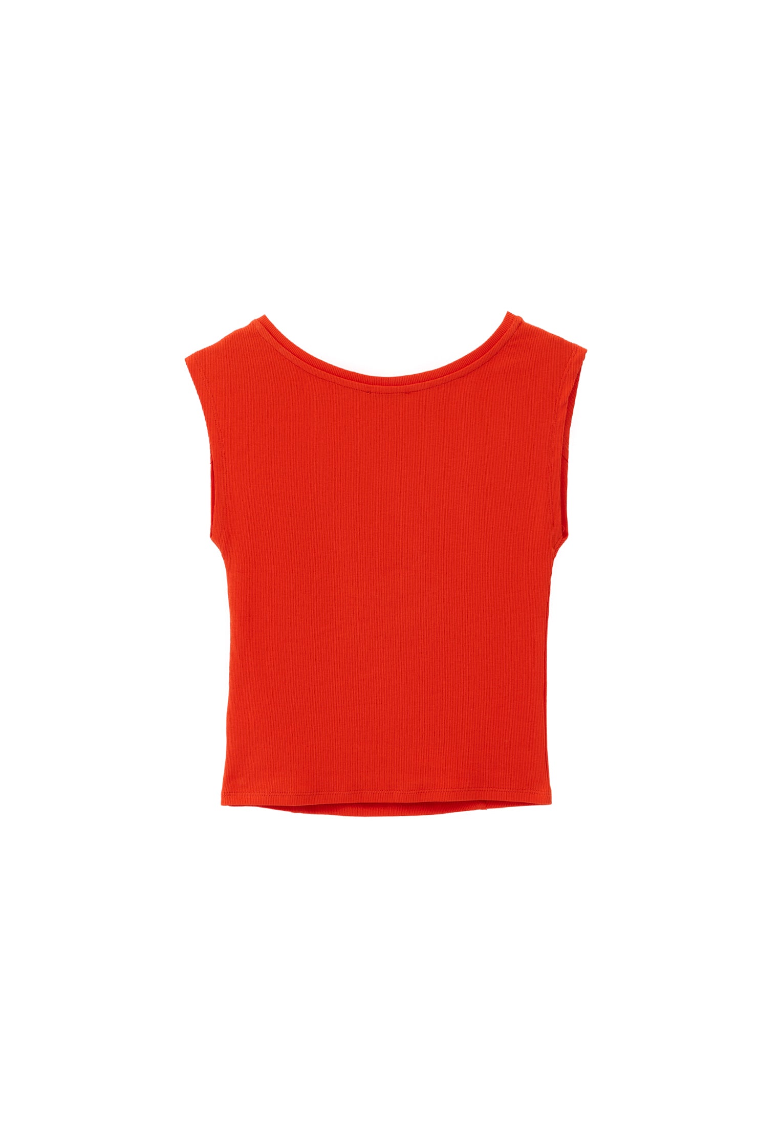 Boat Neck Short Sleeve T-Shirt - MANDARIN RED