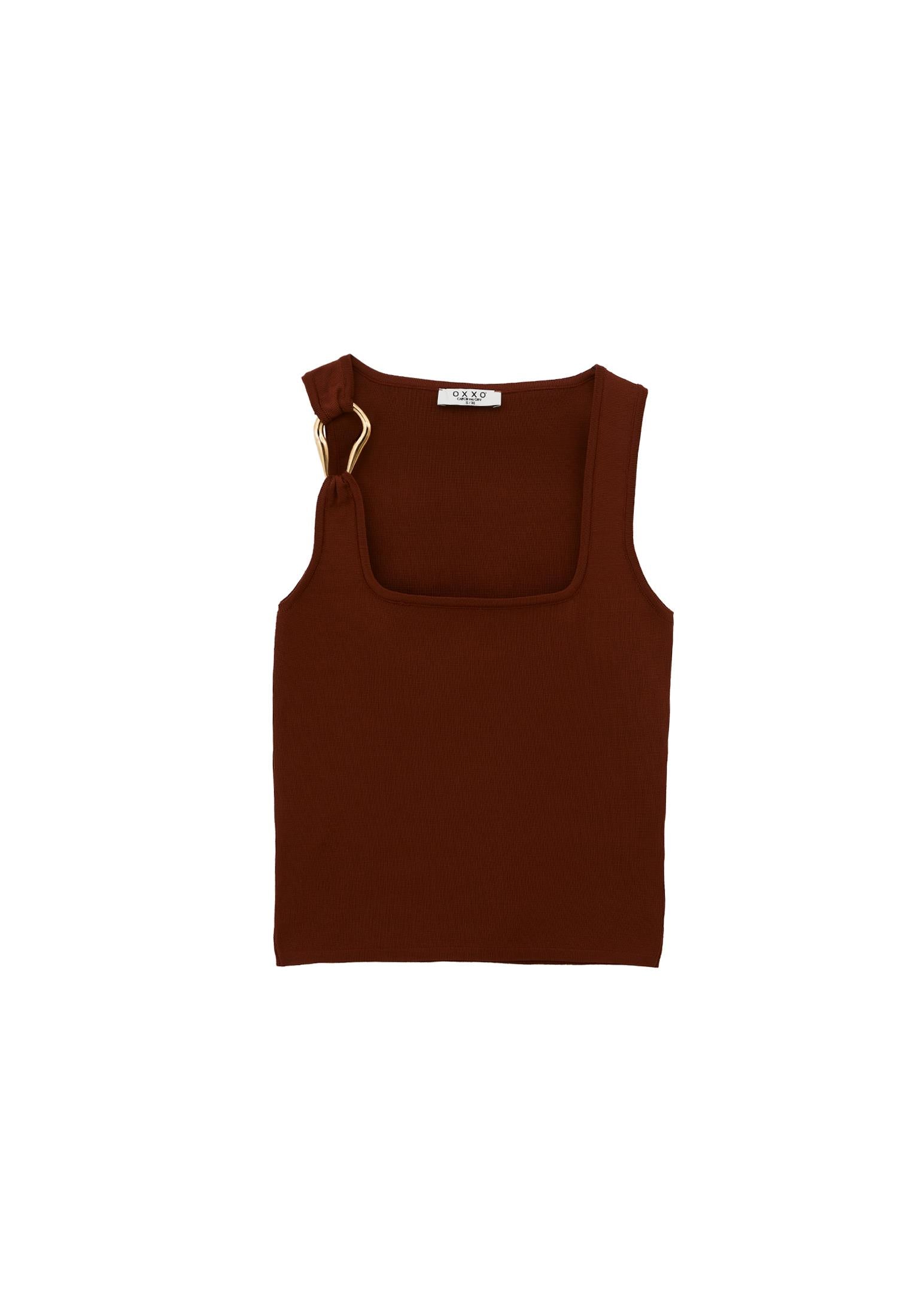 Buckled Crew Neck Tank Top - MAPLE SYRUP