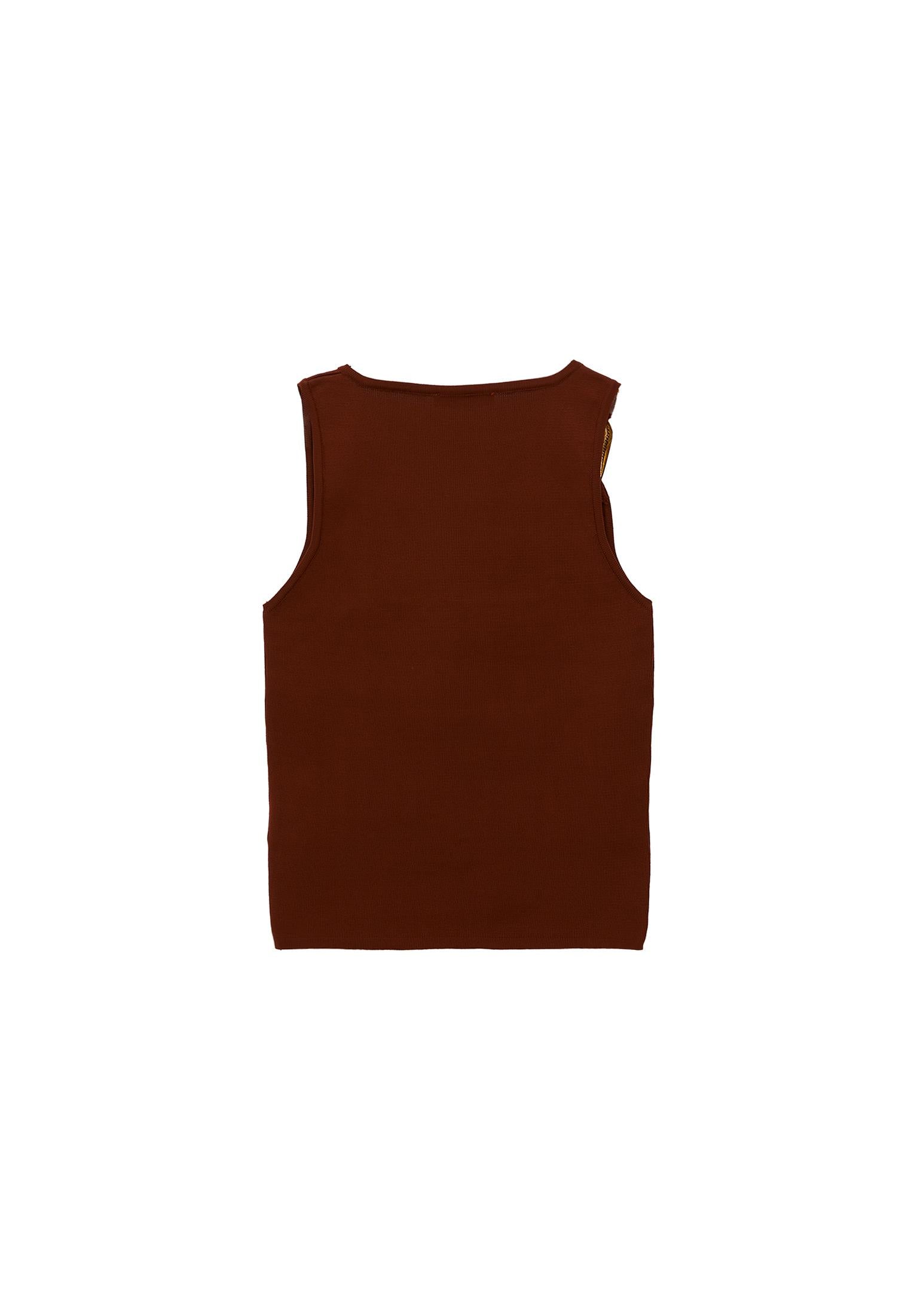 Buckled Crew Neck Tank Top - MAPLE SYRUP