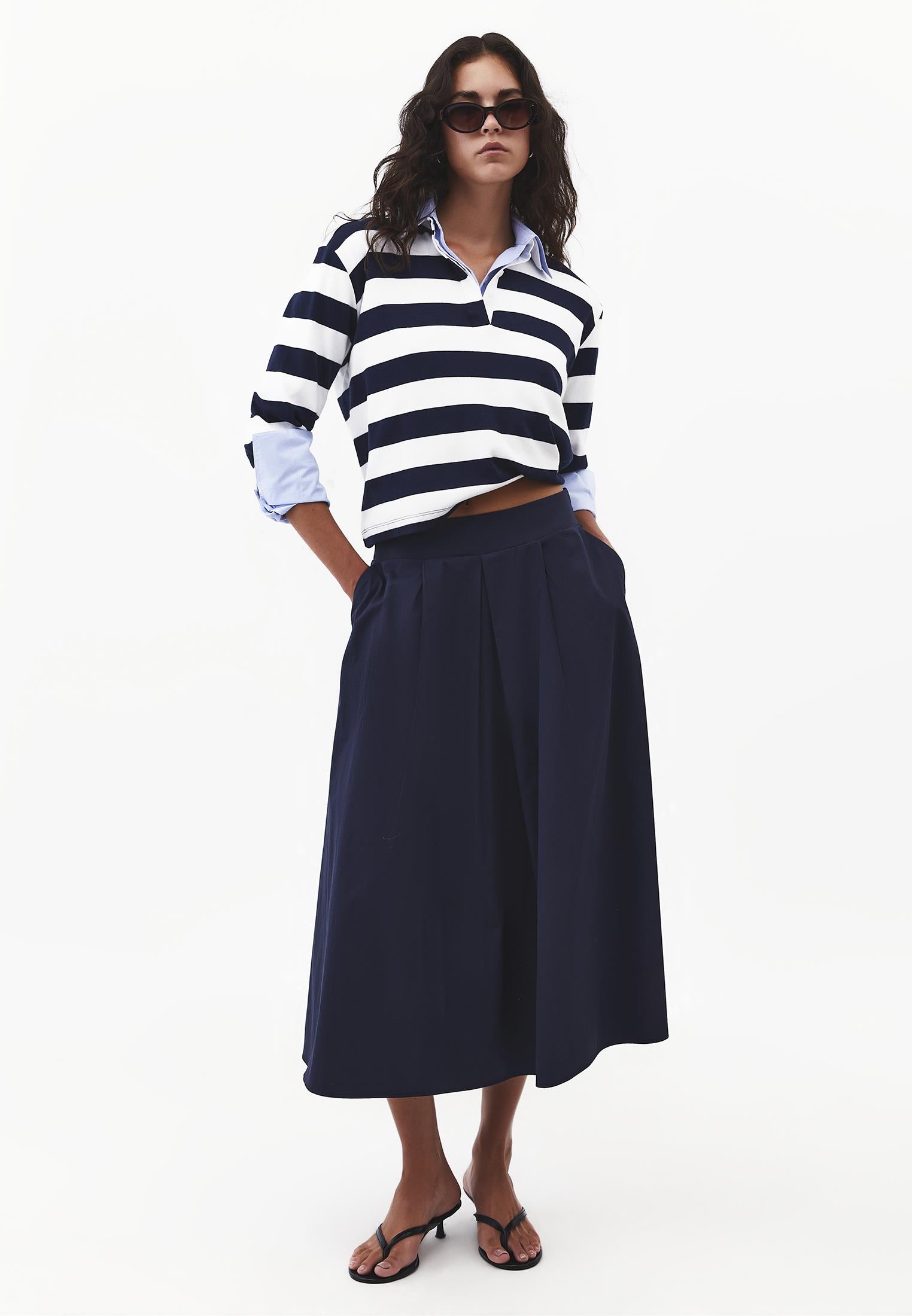Pleated Long Skirt - MIDNIGHT