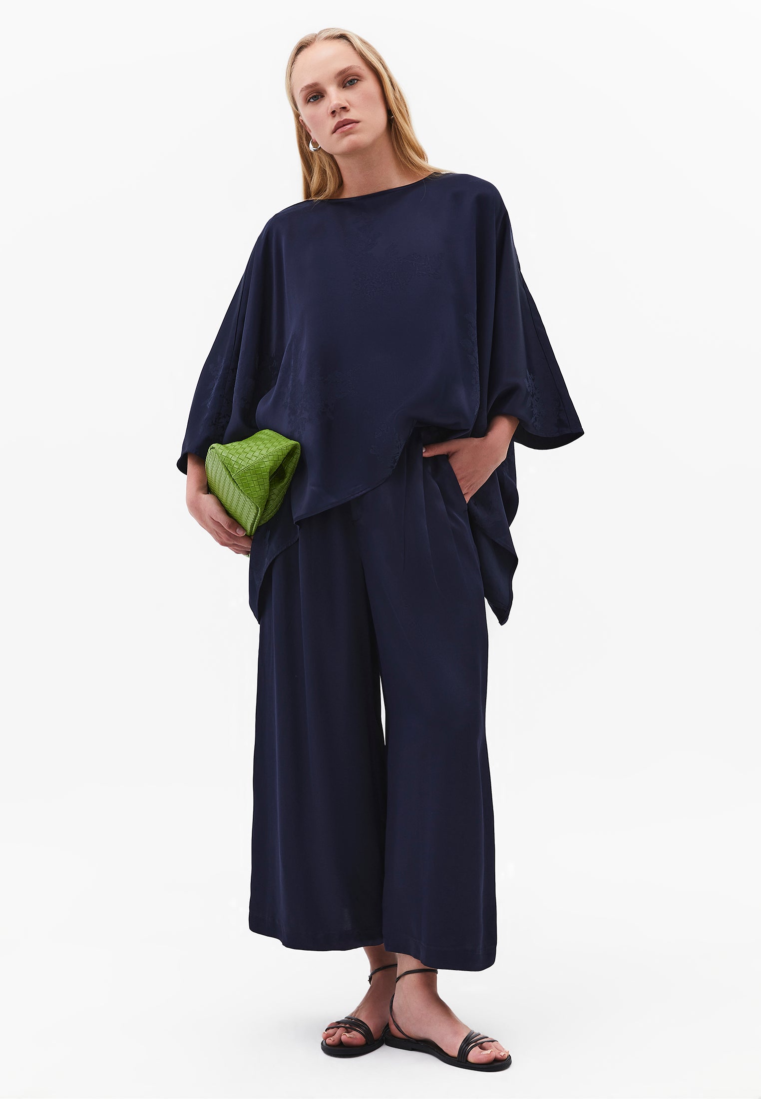 Cropped Wide Leg Culotte Pants - MIDNIGHT