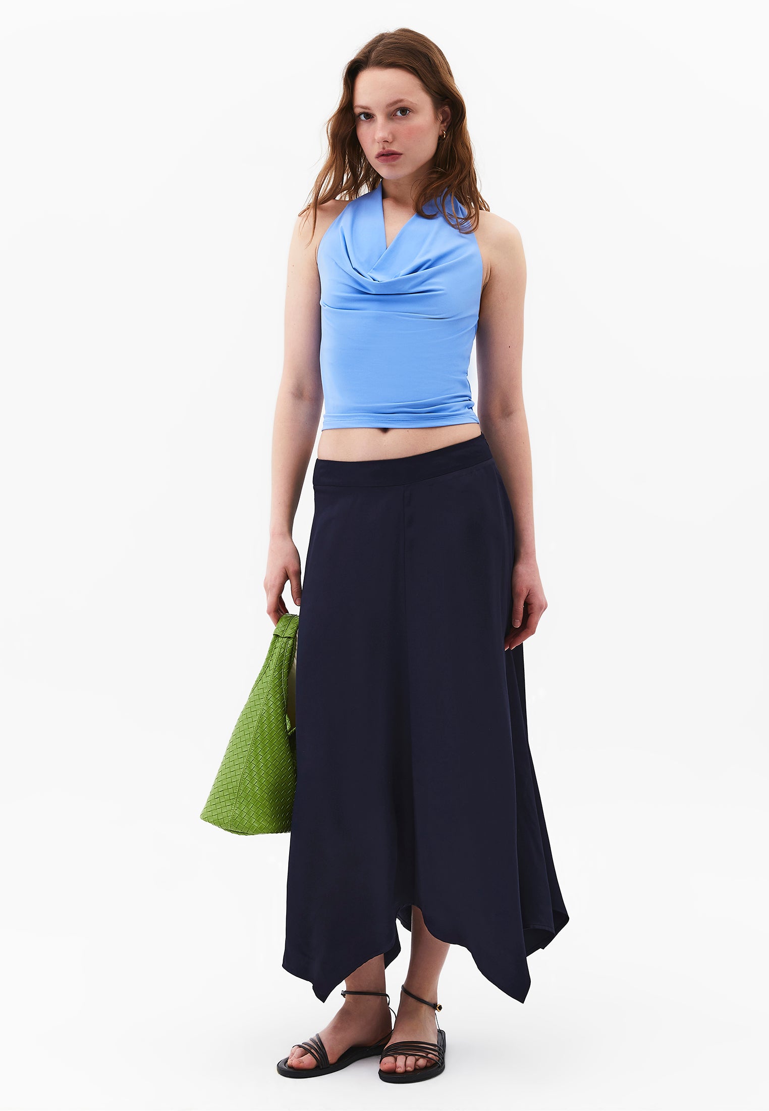 Asymmetric Flared Long Skirt - MIDNIGHT