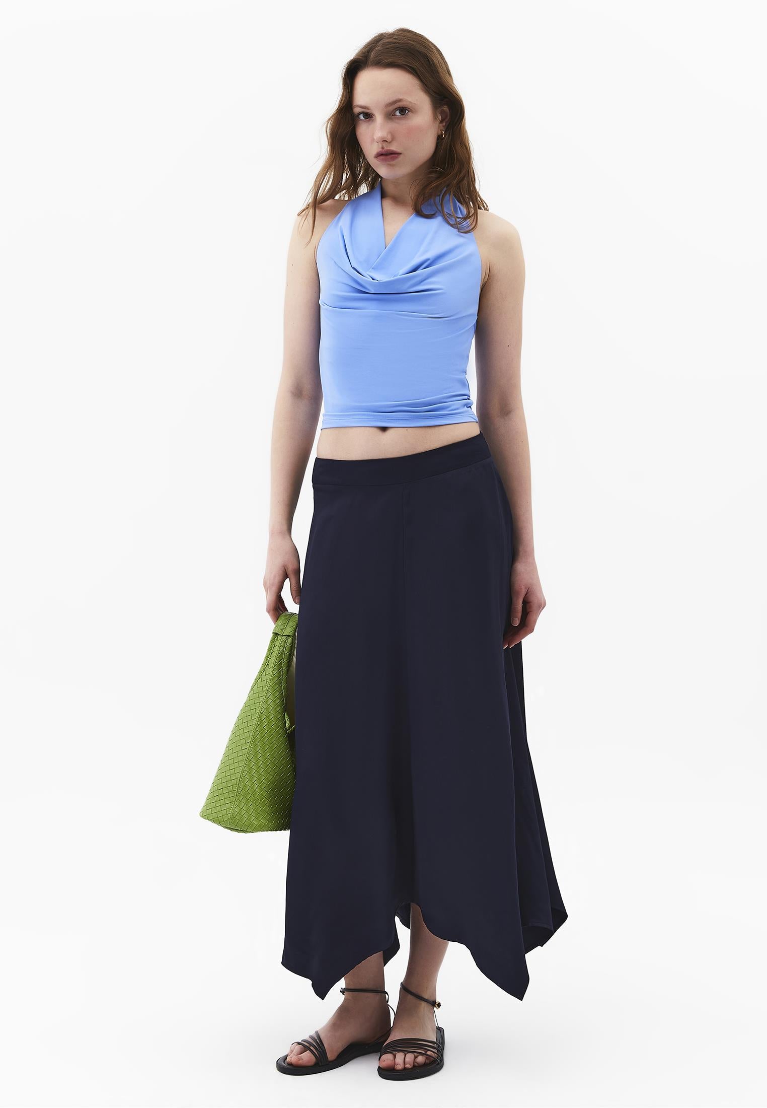 Asymmetric Flared Long Skirt - MIDNIGHT