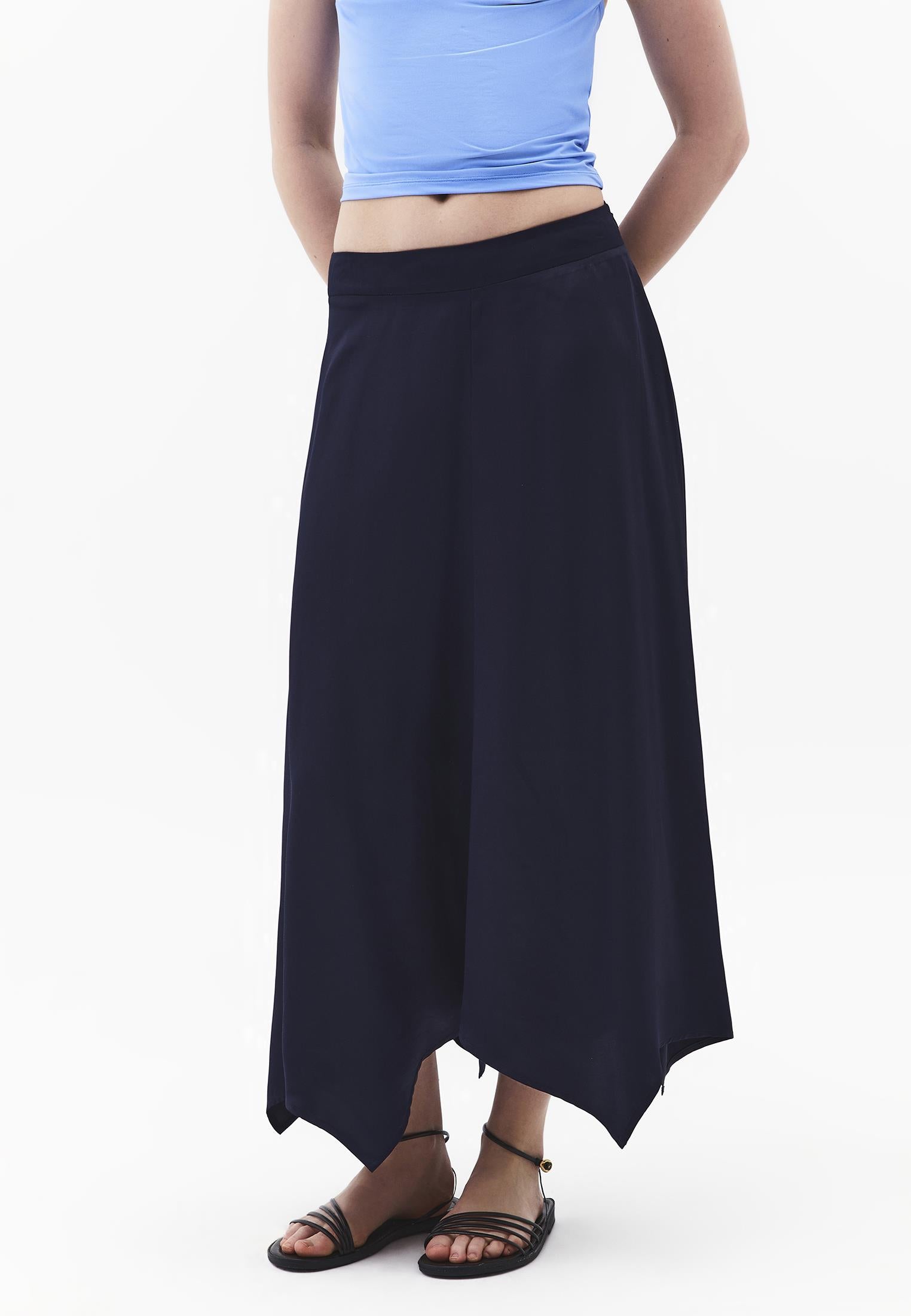 Asymmetric Flared Long Skirt - MIDNIGHT