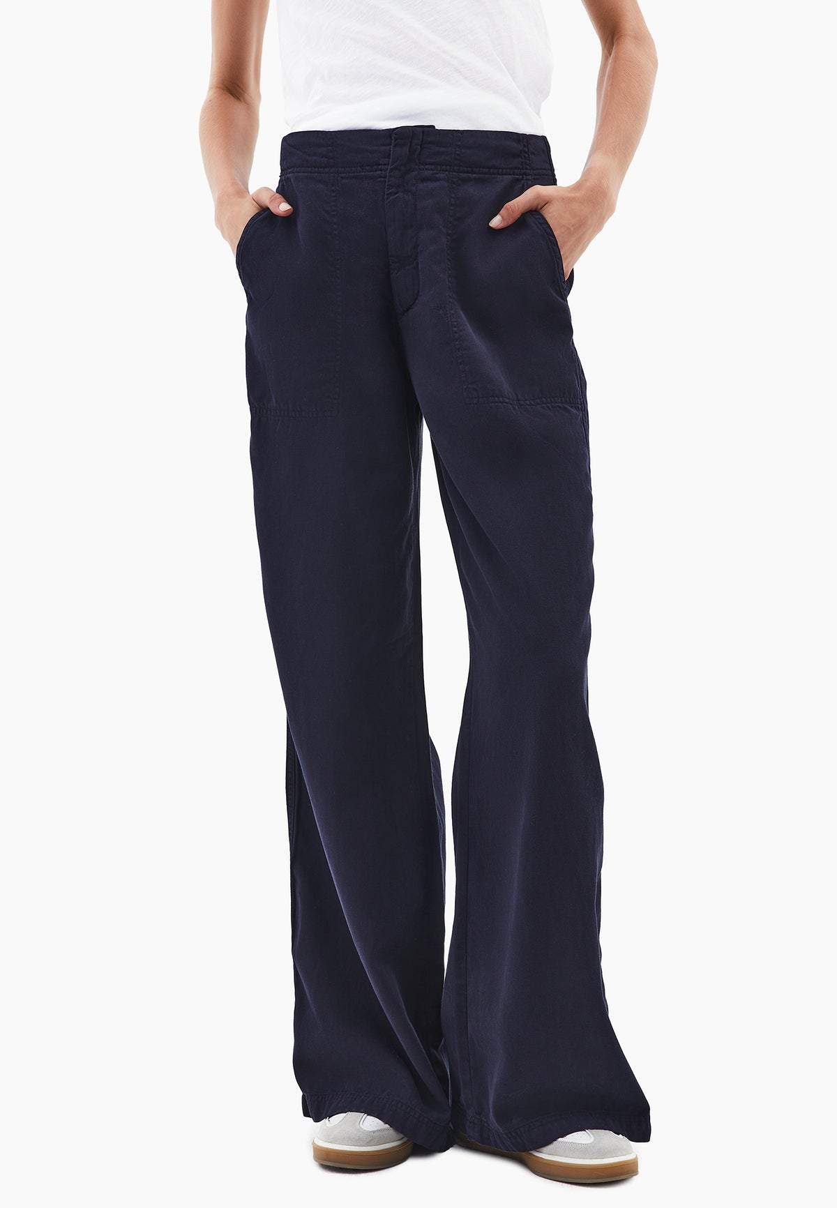 Wide Leg Trousers - Navy Blue