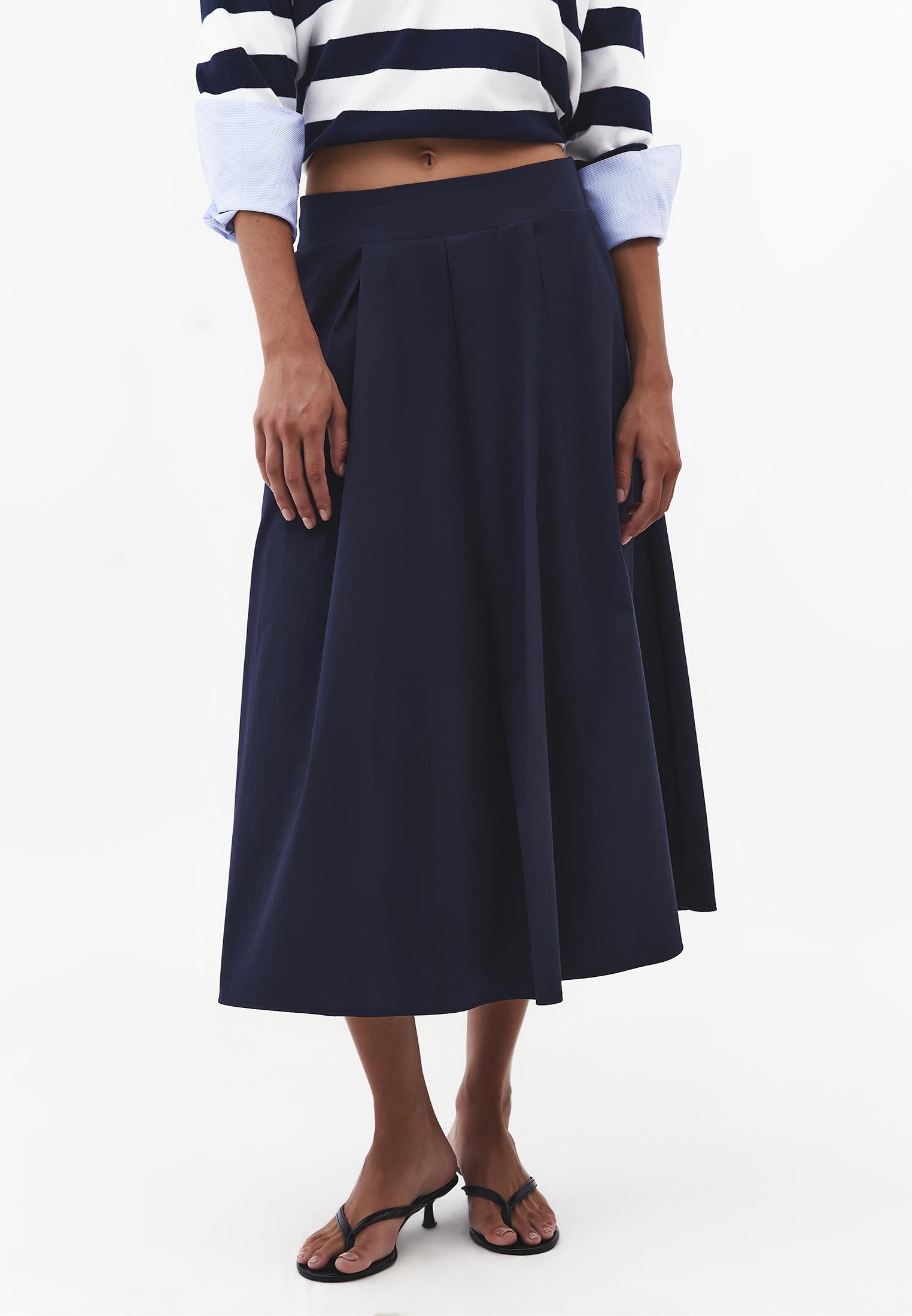 Pleated Long Skirt - MIDNIGHT