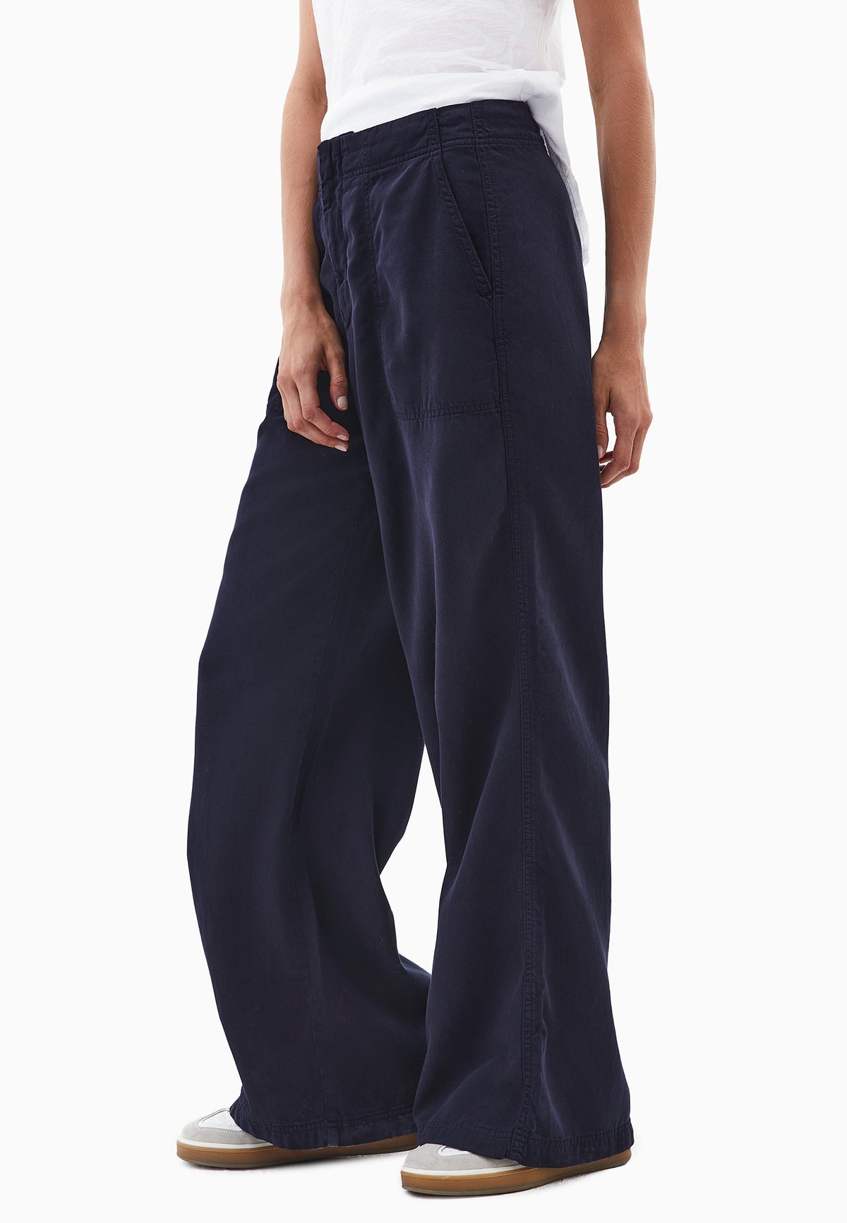 Wide Leg Trousers - Navy Blue