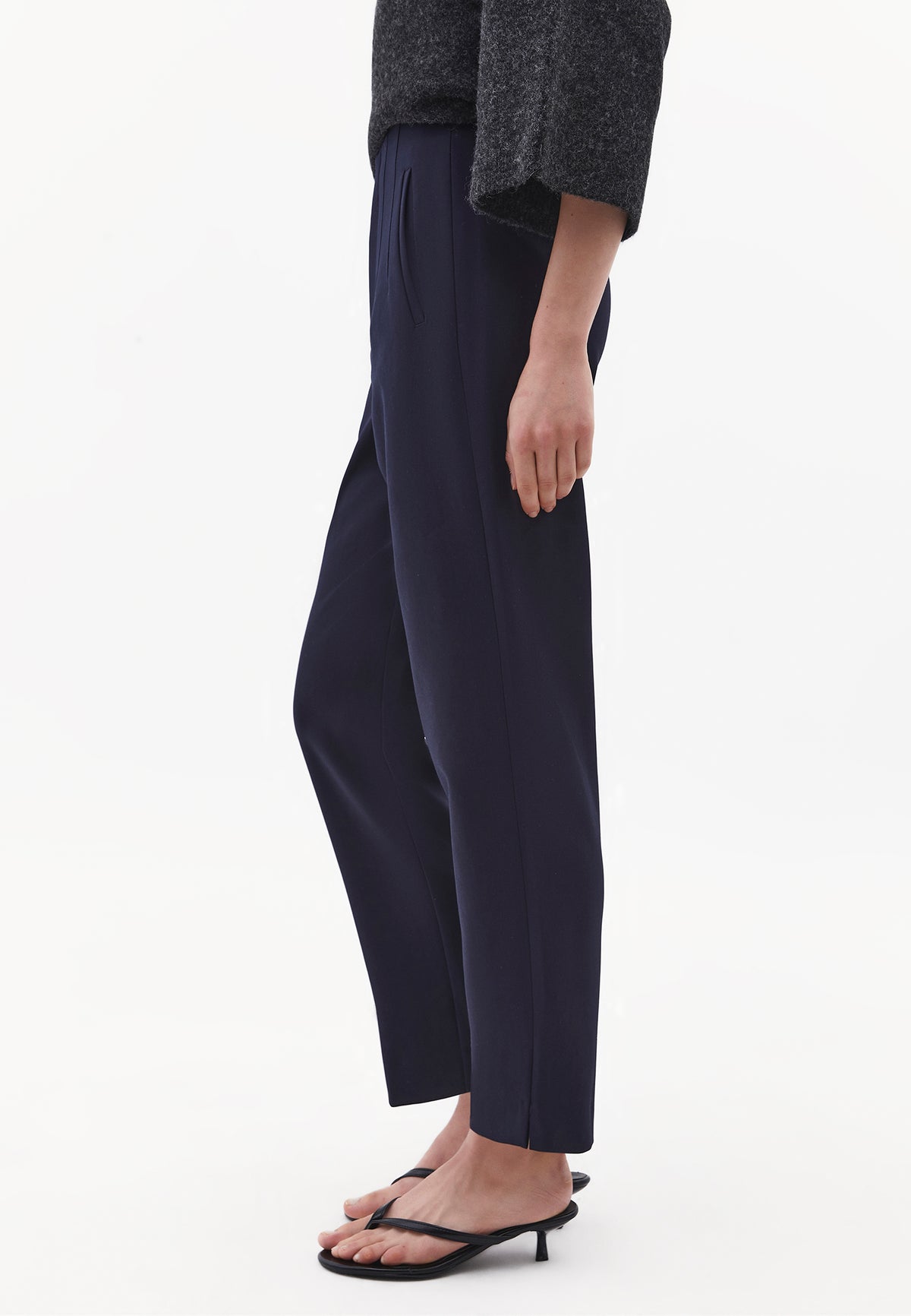 Ultra High Waist Carrot Fit Pants - Navy Blue
