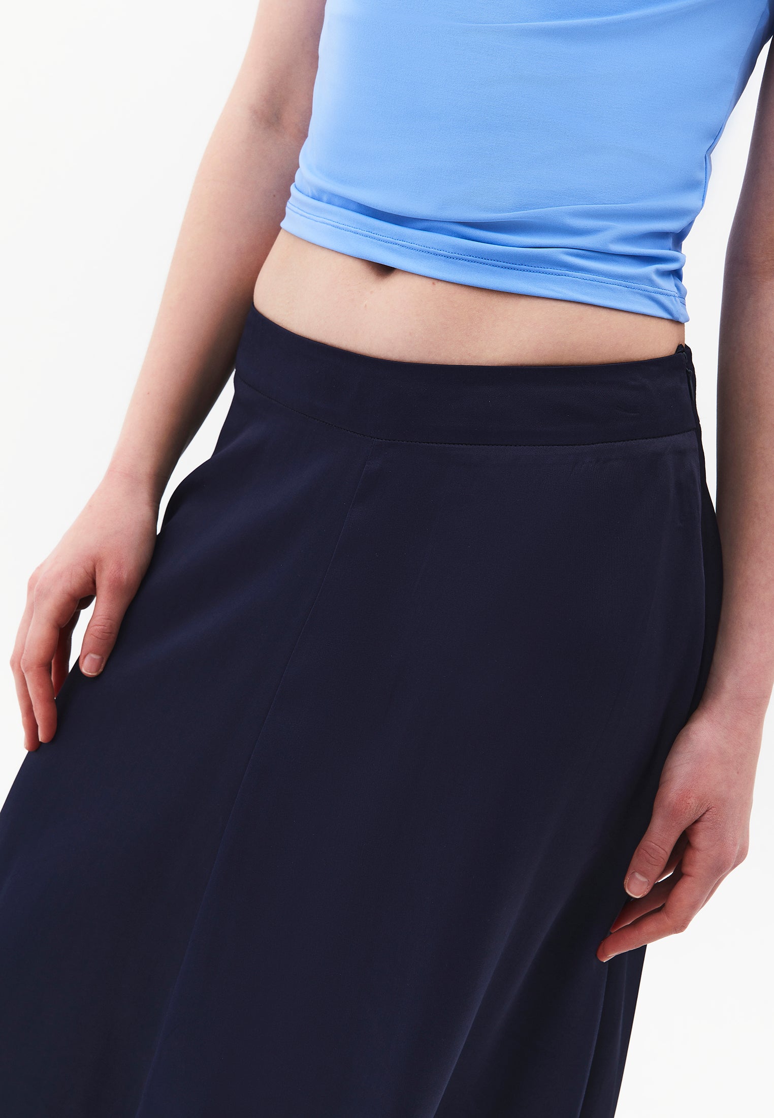 Asymmetric Flared Long Skirt - MIDNIGHT