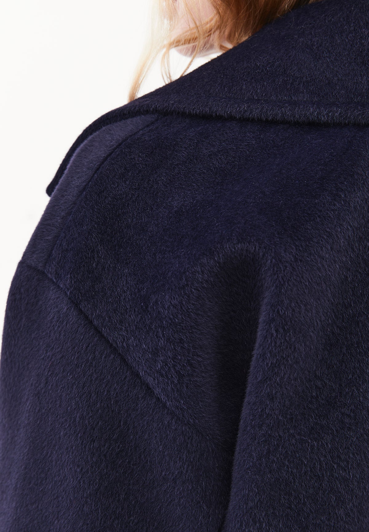 Double-Breasted Collar Button Detailed Coat - Navy Blue