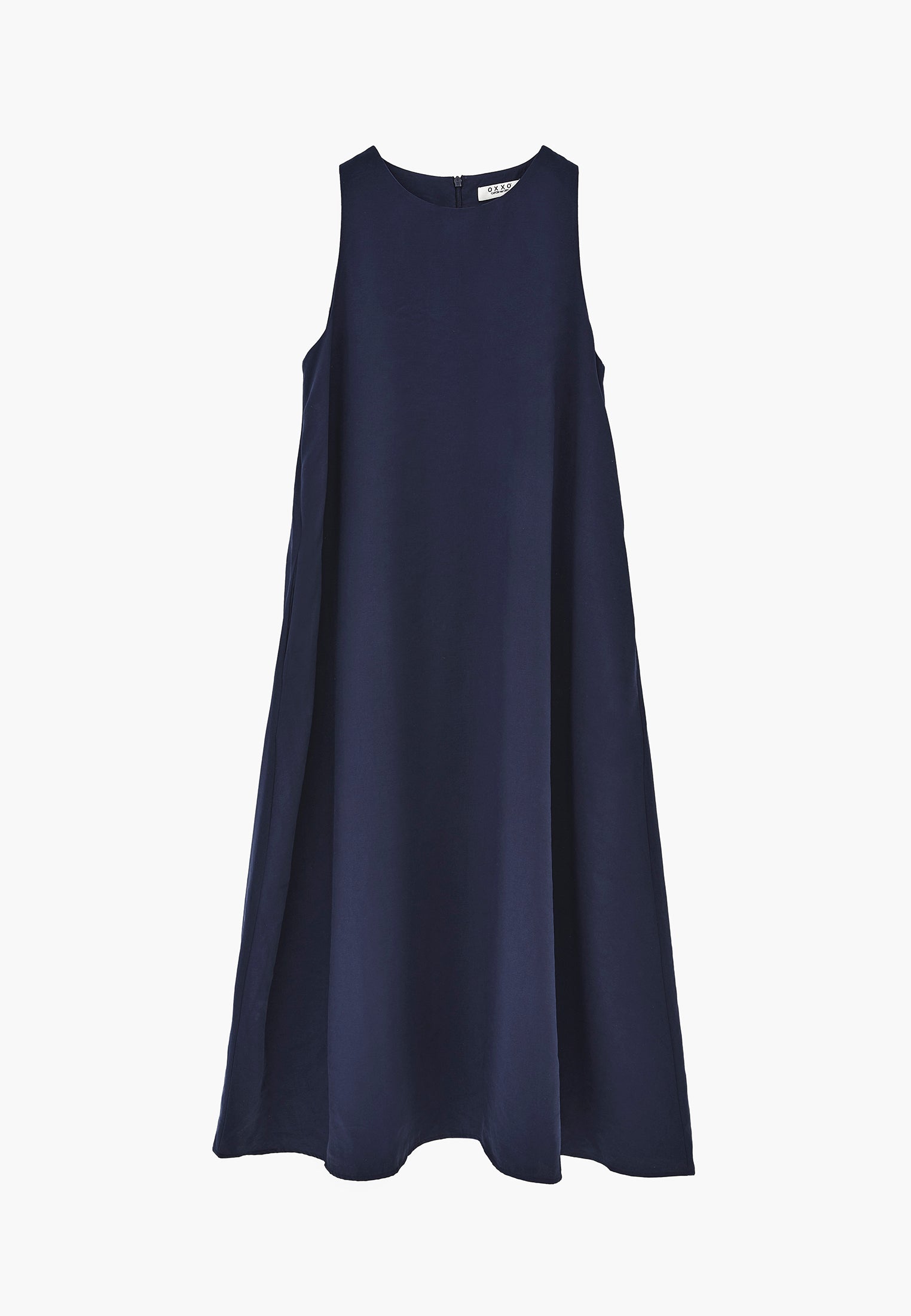 Boat Neck Sleeveless Midi Dress With Pocket Details - MIDNIGHT