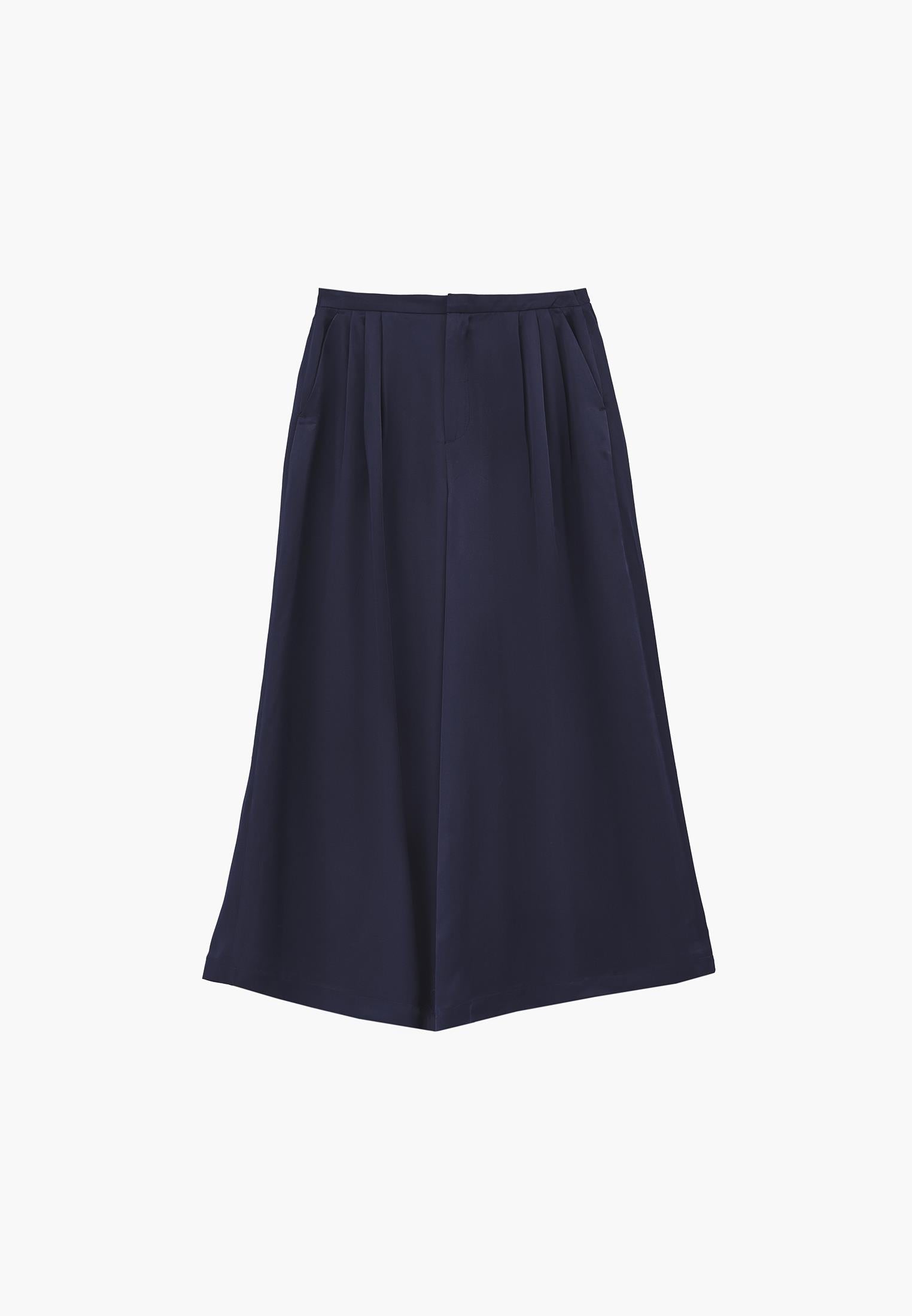 Cropped Wide Leg Culotte Pants - MIDNIGHT