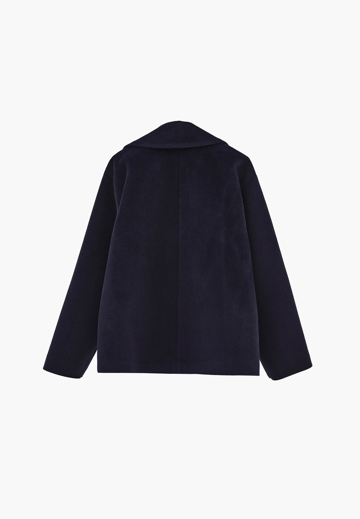 Double-Breasted Collar Button Detailed Coat - Navy Blue