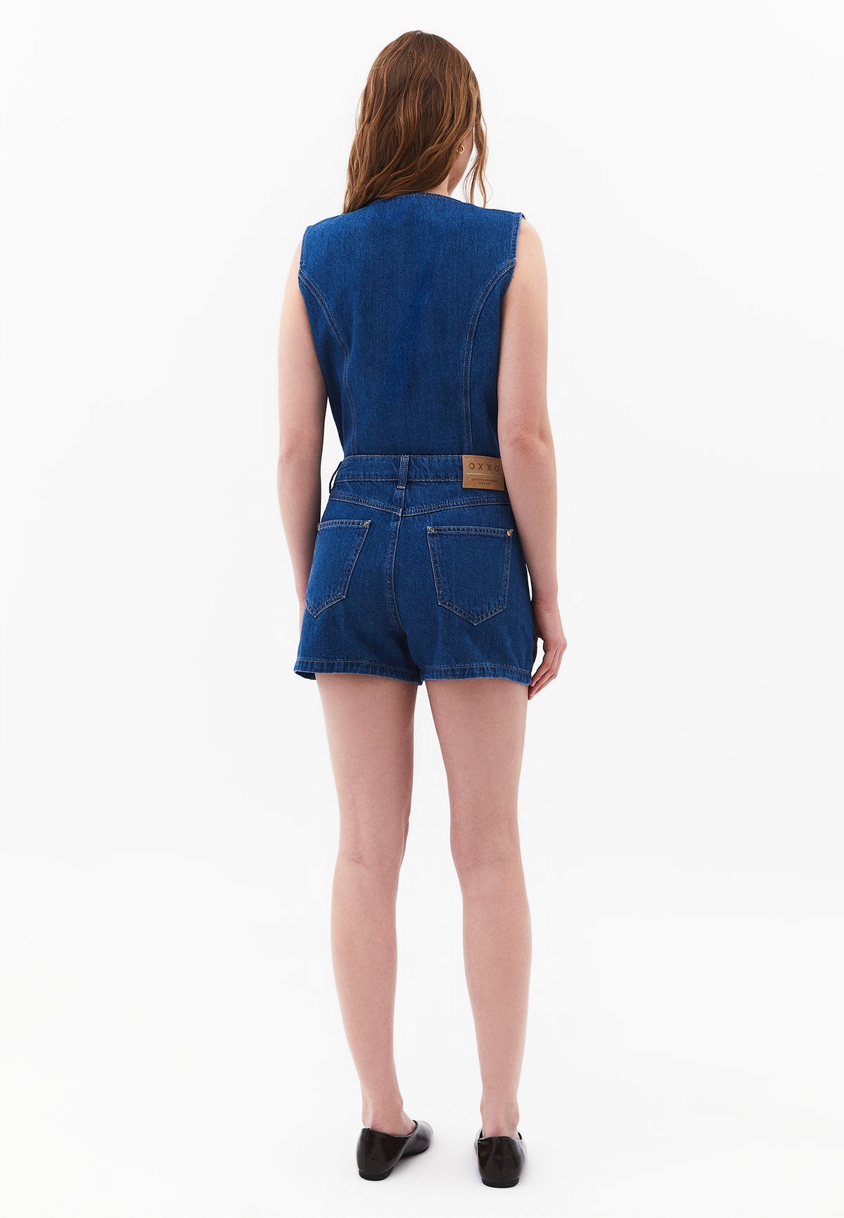High Waist Five Pocket Shorts - MID BLUE DENIM