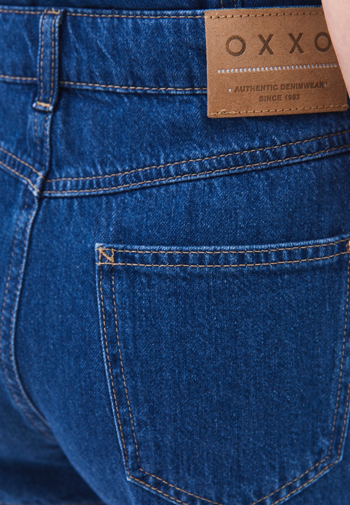 High Waist Five Pocket Shorts - MID BLUE DENIM