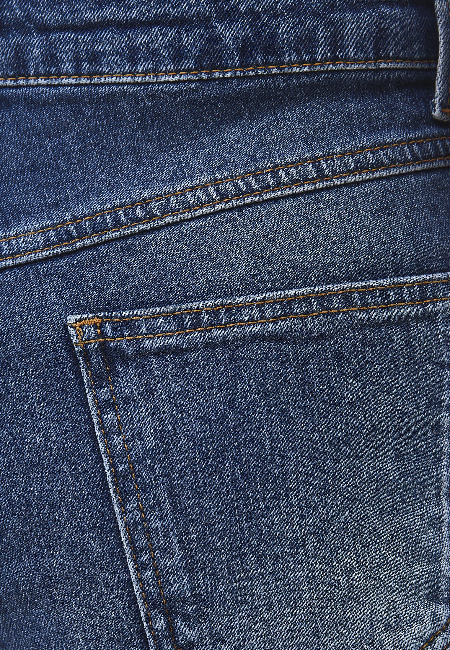 High Waist Straight Trousers With Pocket Detail - MID BLUE DENIM