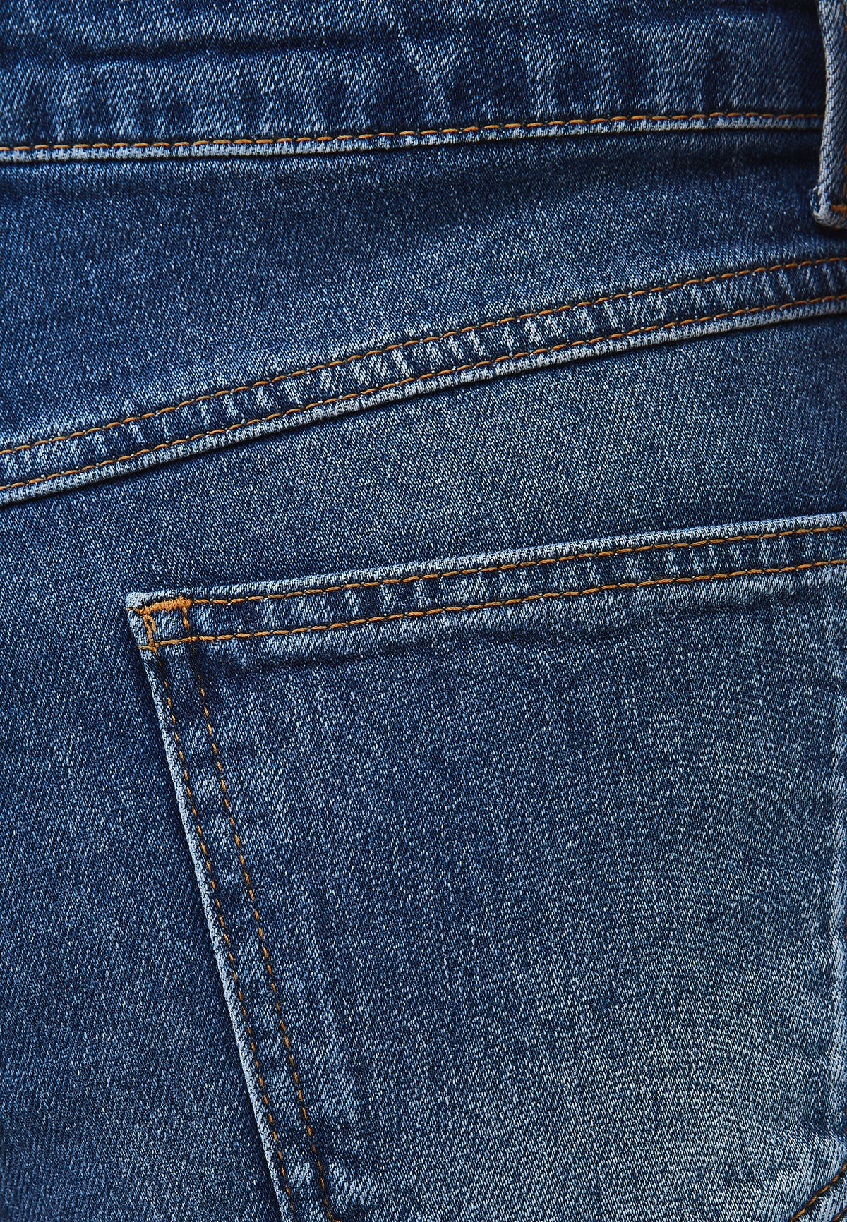High Waist Straight Trousers With Pocket Detail - MID BLUE DENIM