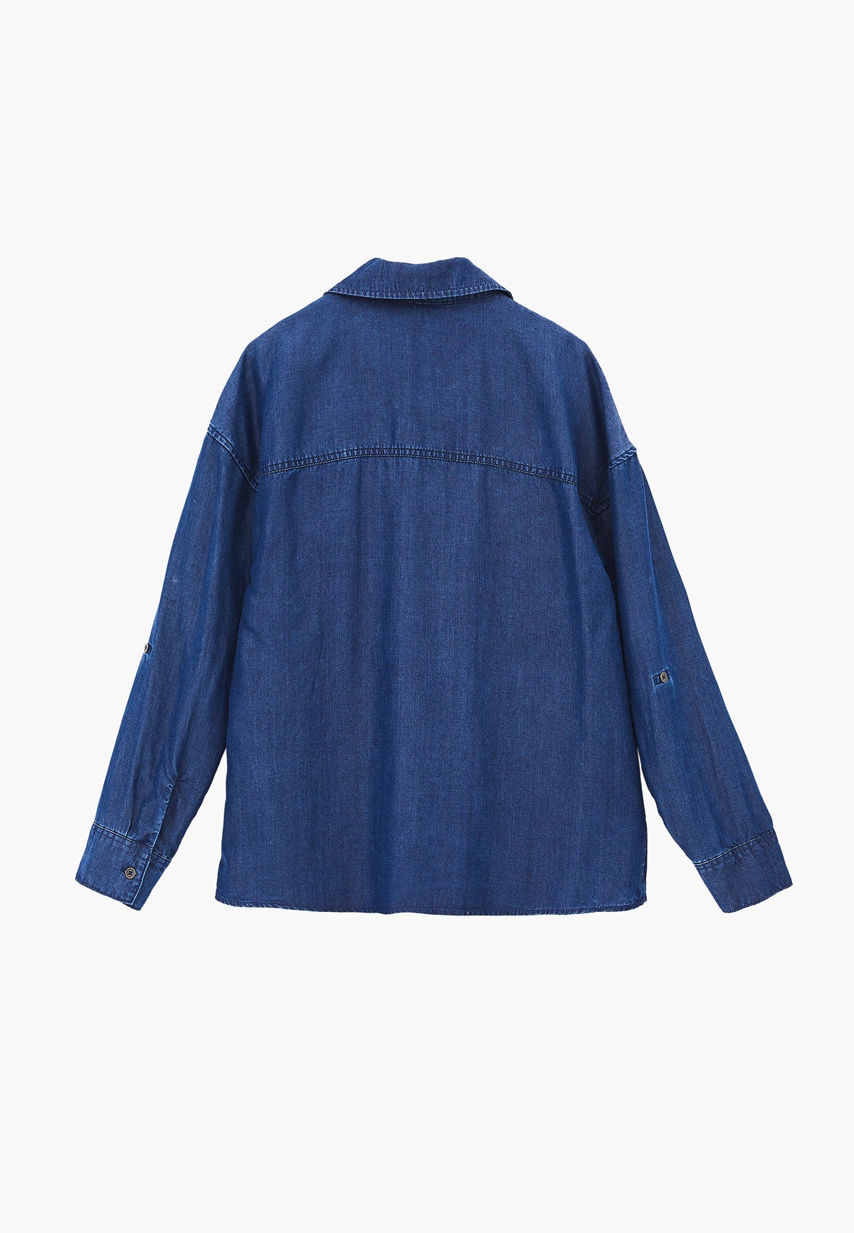Shirt Collar Long Sleeve Shirt - Blue