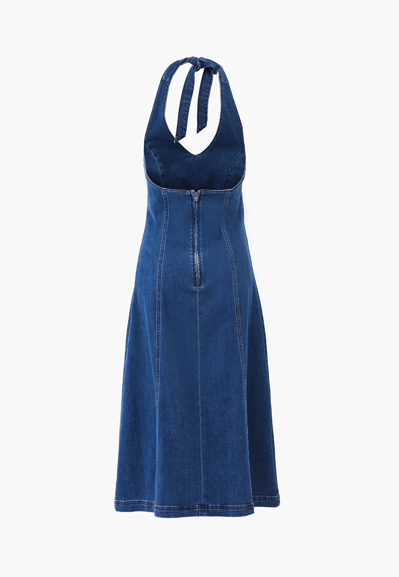 A-Line Midi Dress - MID BLUE DENIM