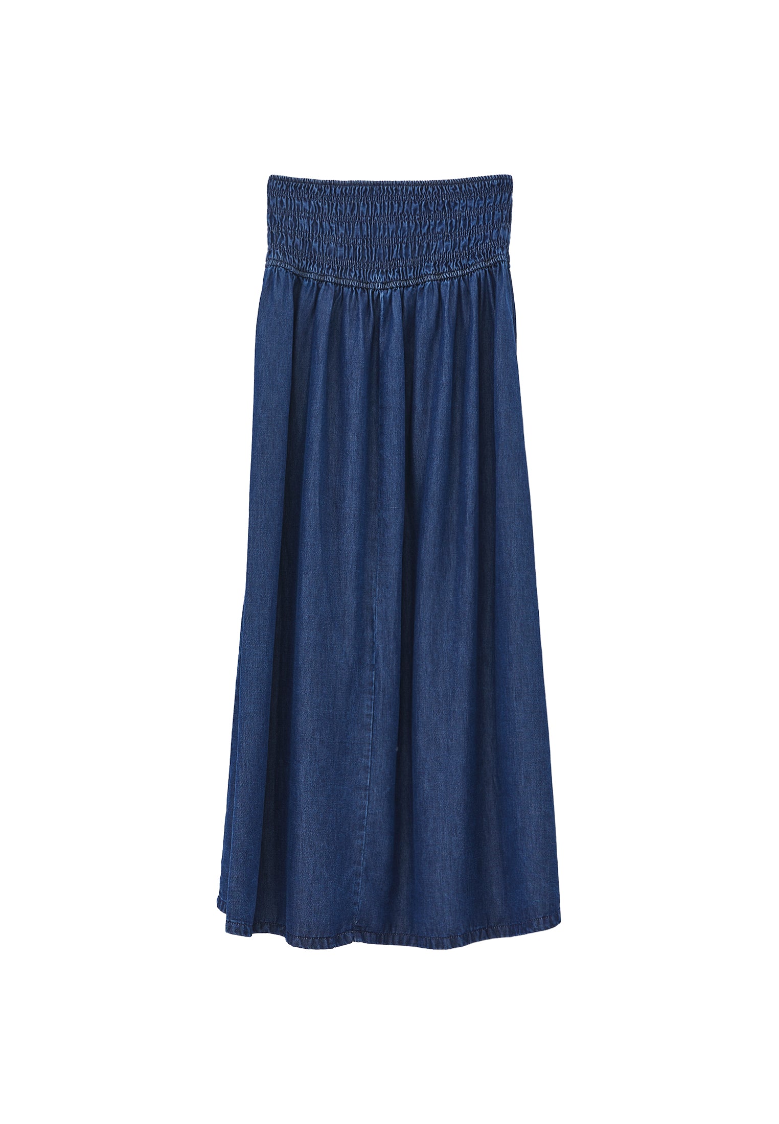 A-line long denim skirt - MID BLUE DENIM