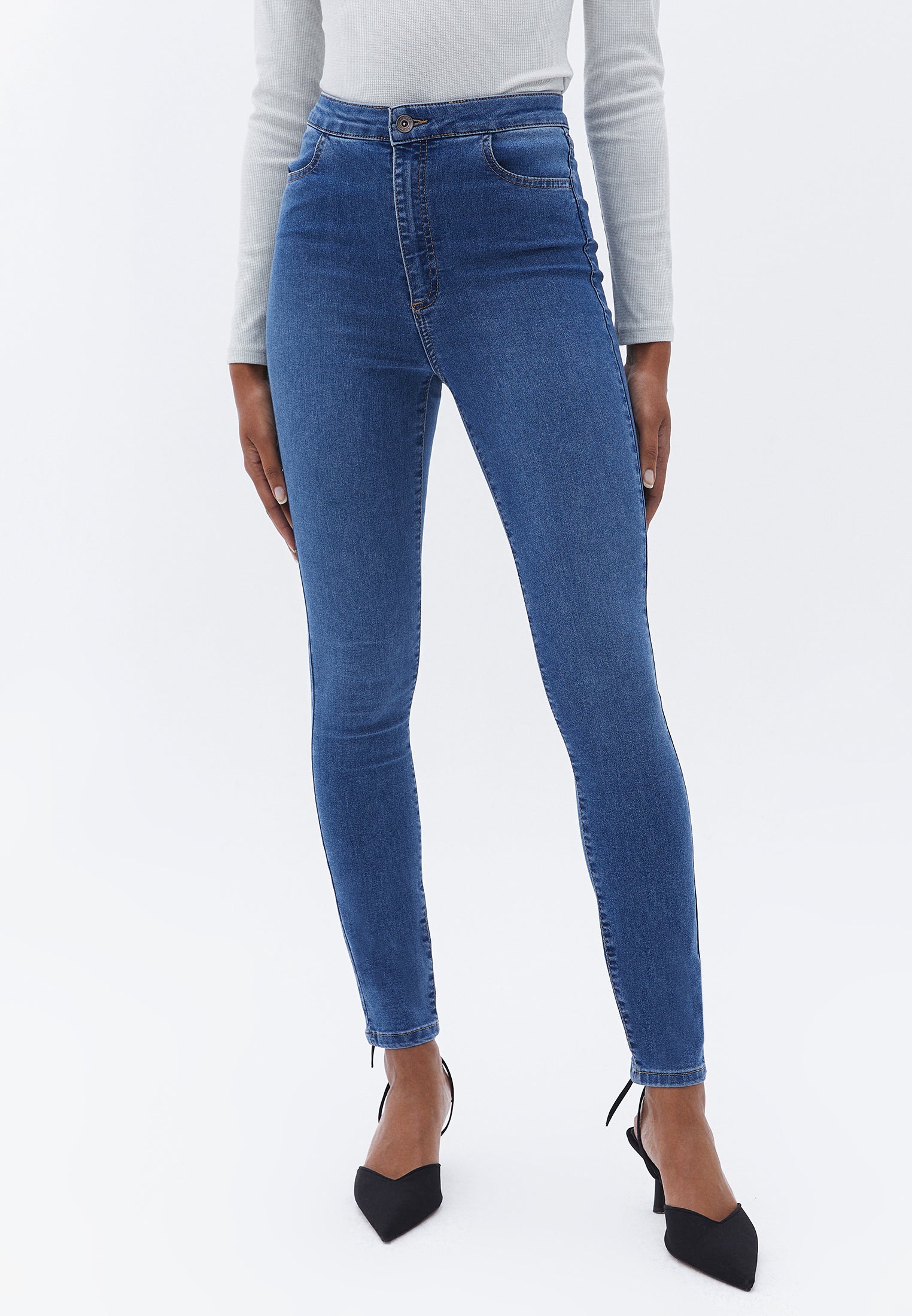 Flexible ultra high waist jeans leggings - MID DENIM