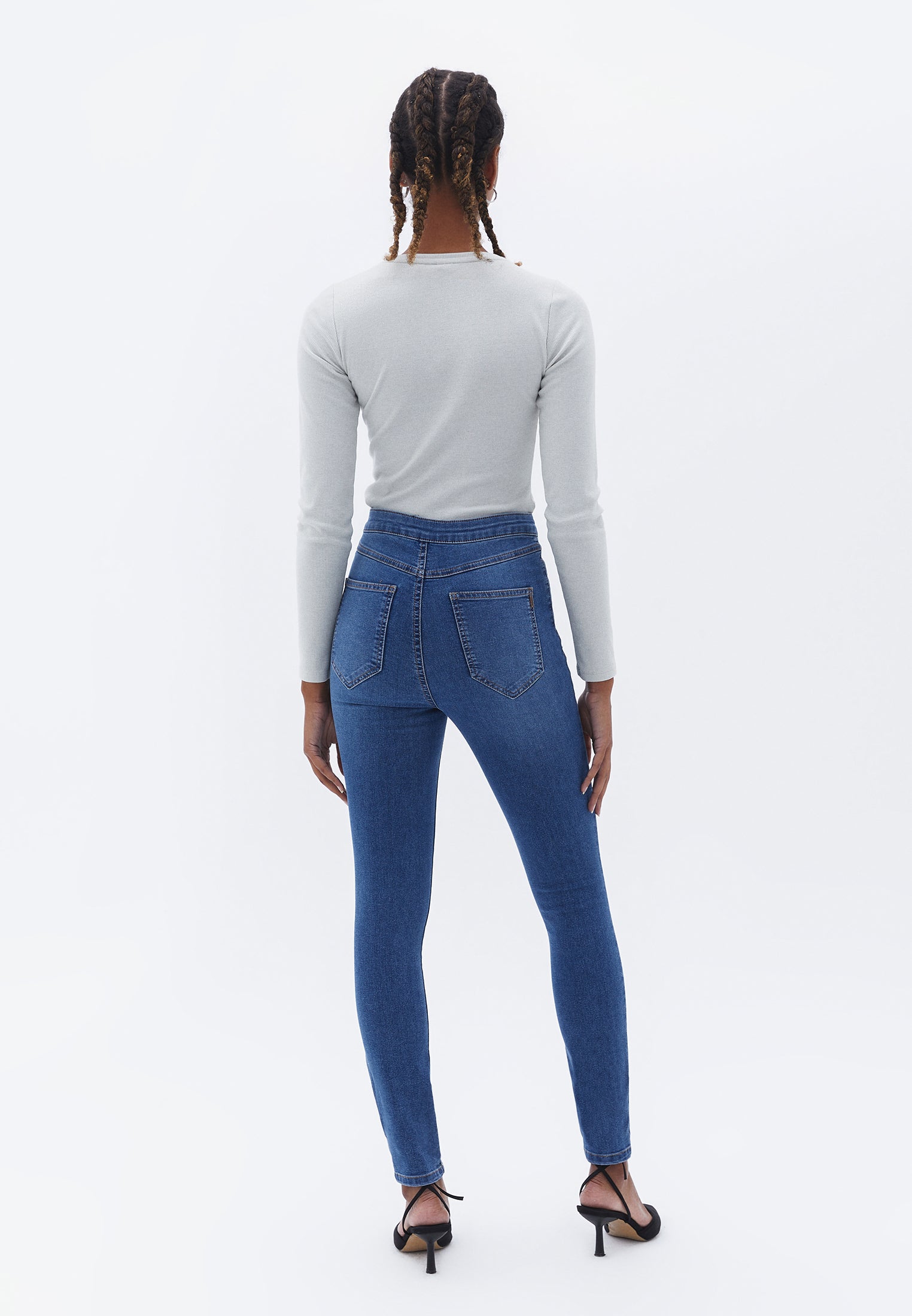 Flexible ultra high waist jeans leggings - MID DENIM
