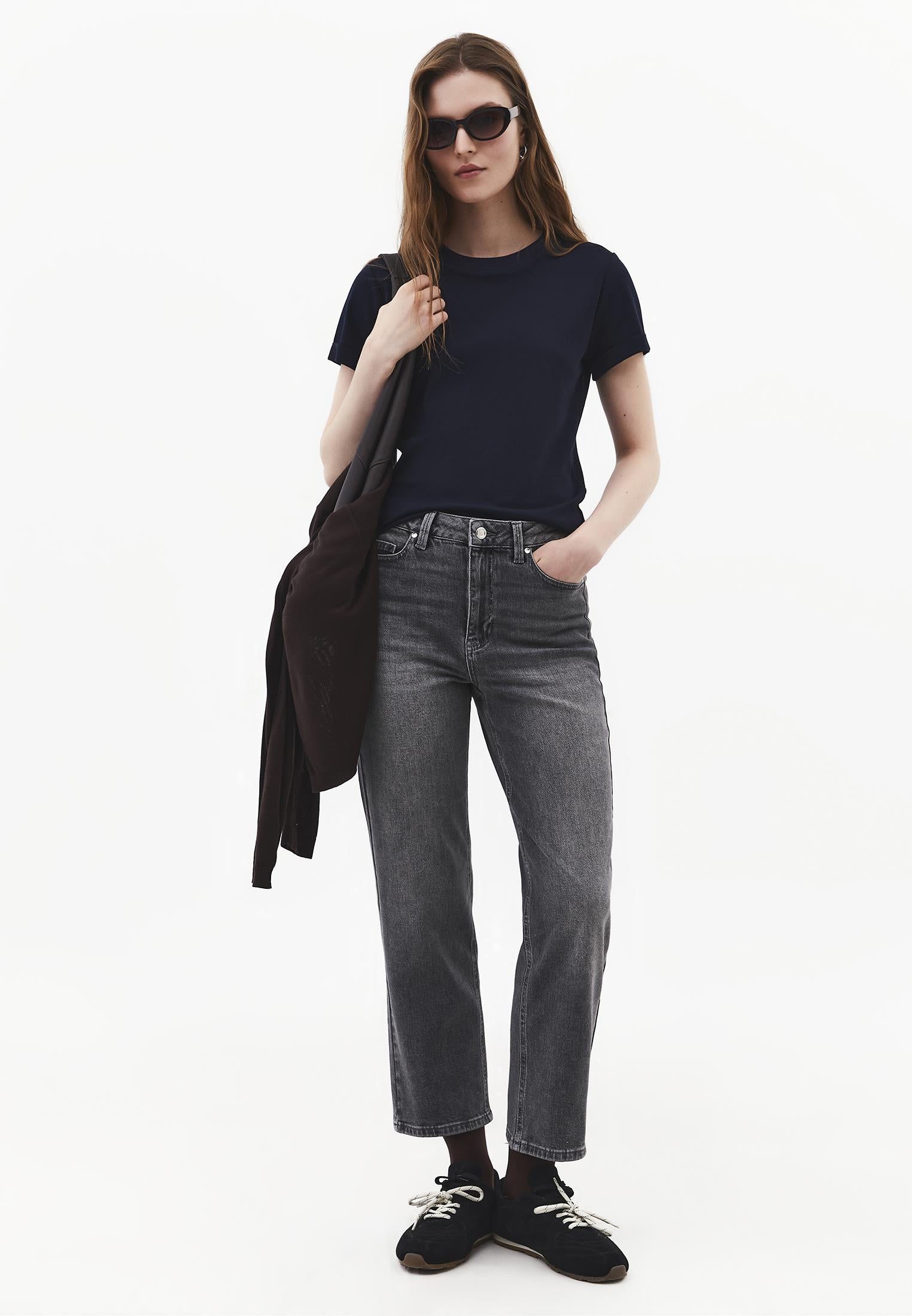 Straight Denim Pants - MID GREY DENIM