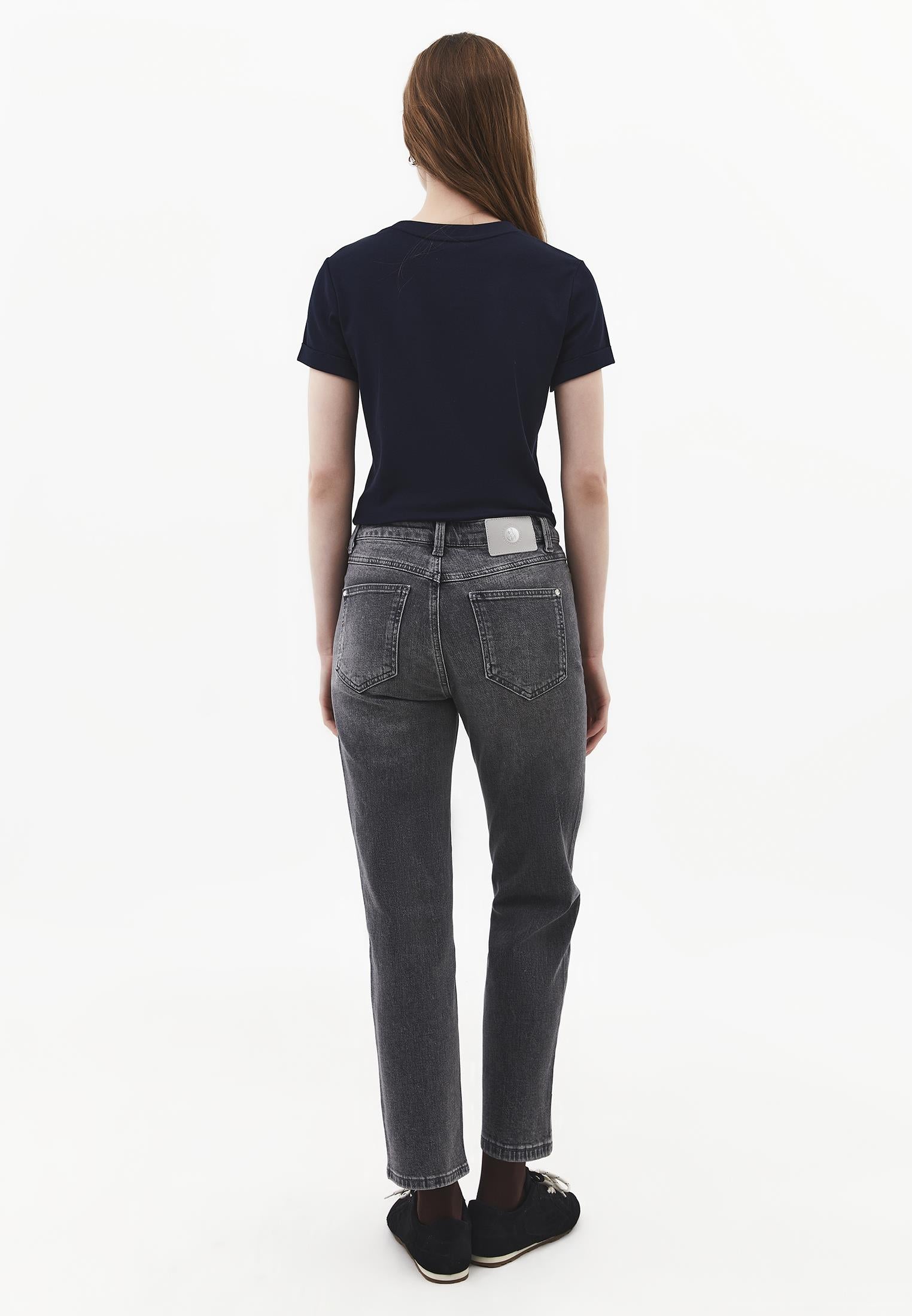 Straight Denim Pants - MID GREY DENIM