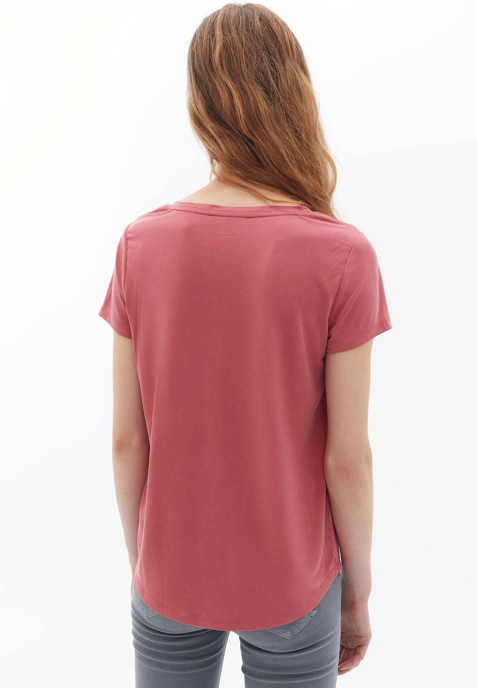 U neck short sleeve t-shirt - MINERAL RED