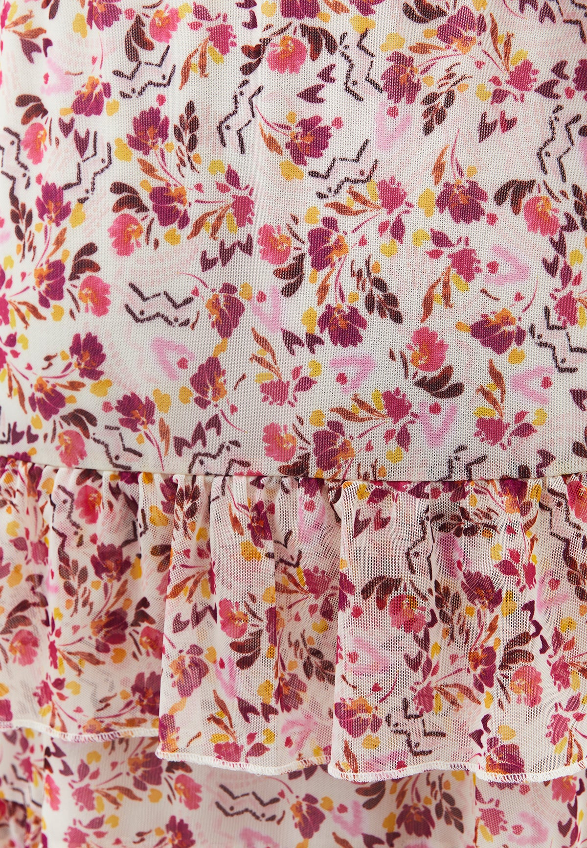 Long High Waist Printed Ruffled Skirt - MIX COMB